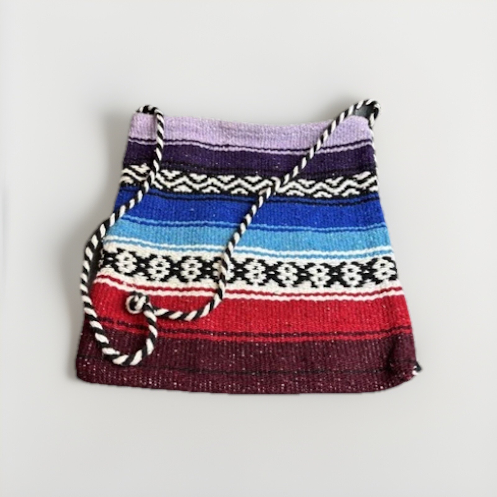 Mexican Blanket Purse Tote Bag Red Blue Purple Rectangle Crossbody Woven Boho