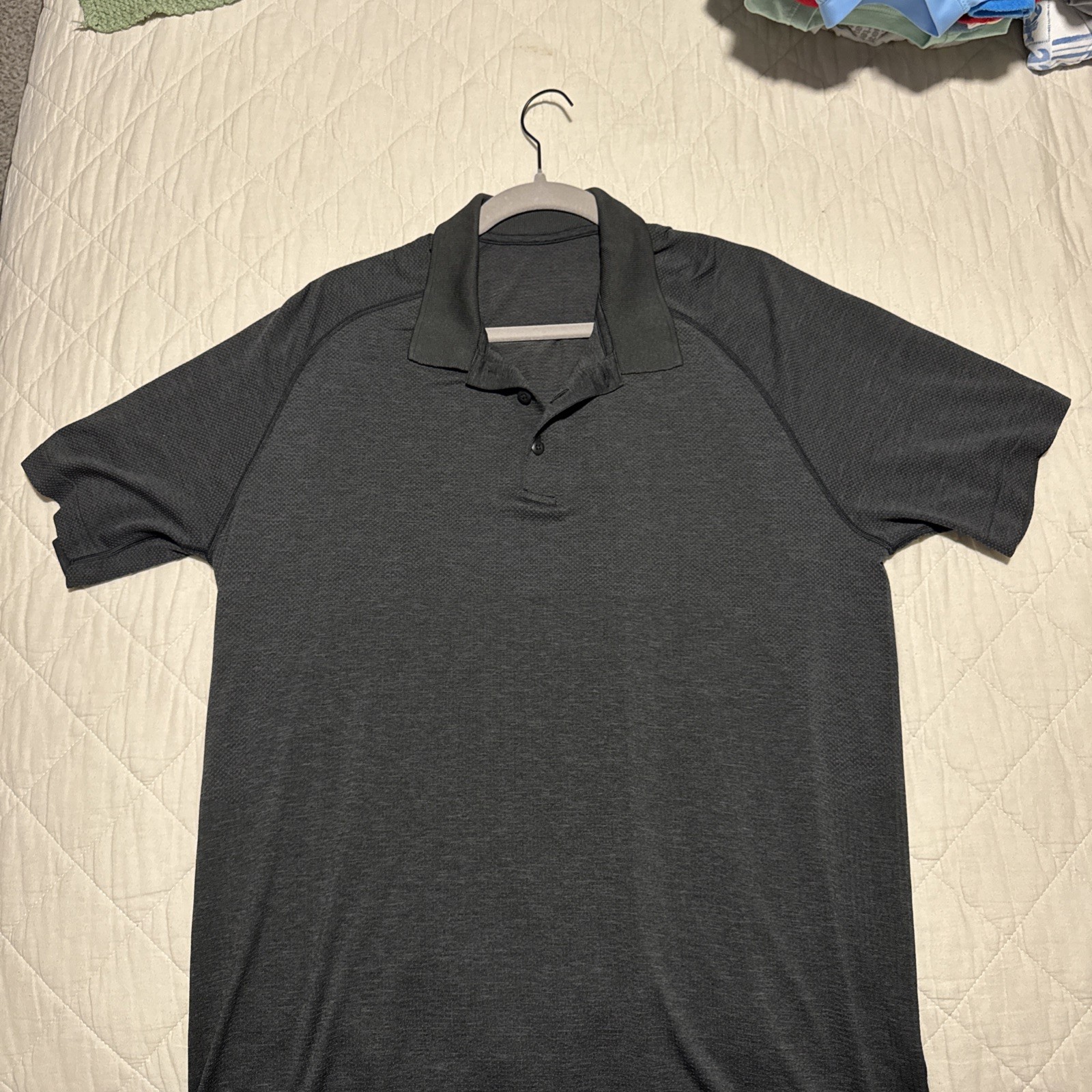 Lululemon Evolution Performance Polo Shirt Men XL Heather Grey Stretch Golf