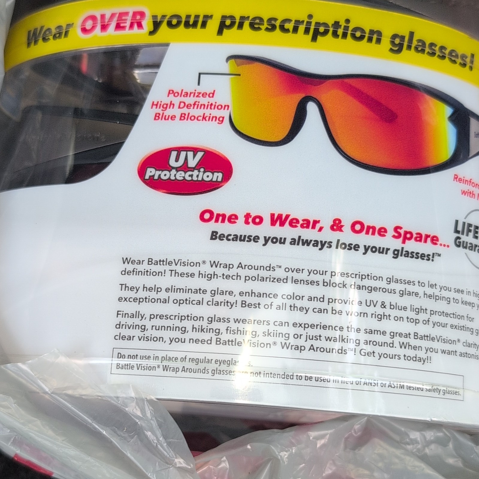 BattleVision Wrap Arounds Unisex Sunglasses – Black/Orange (15961)
