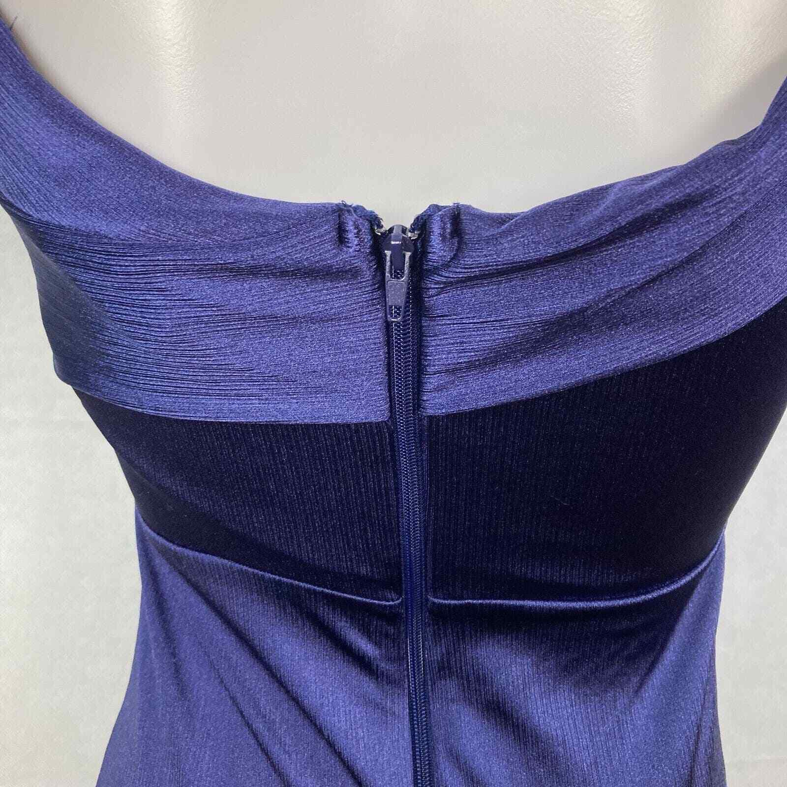 NWT Windsor Dress Womens Sz S Navy Blue Brook Off Shoulder High Slit Sheath Midi