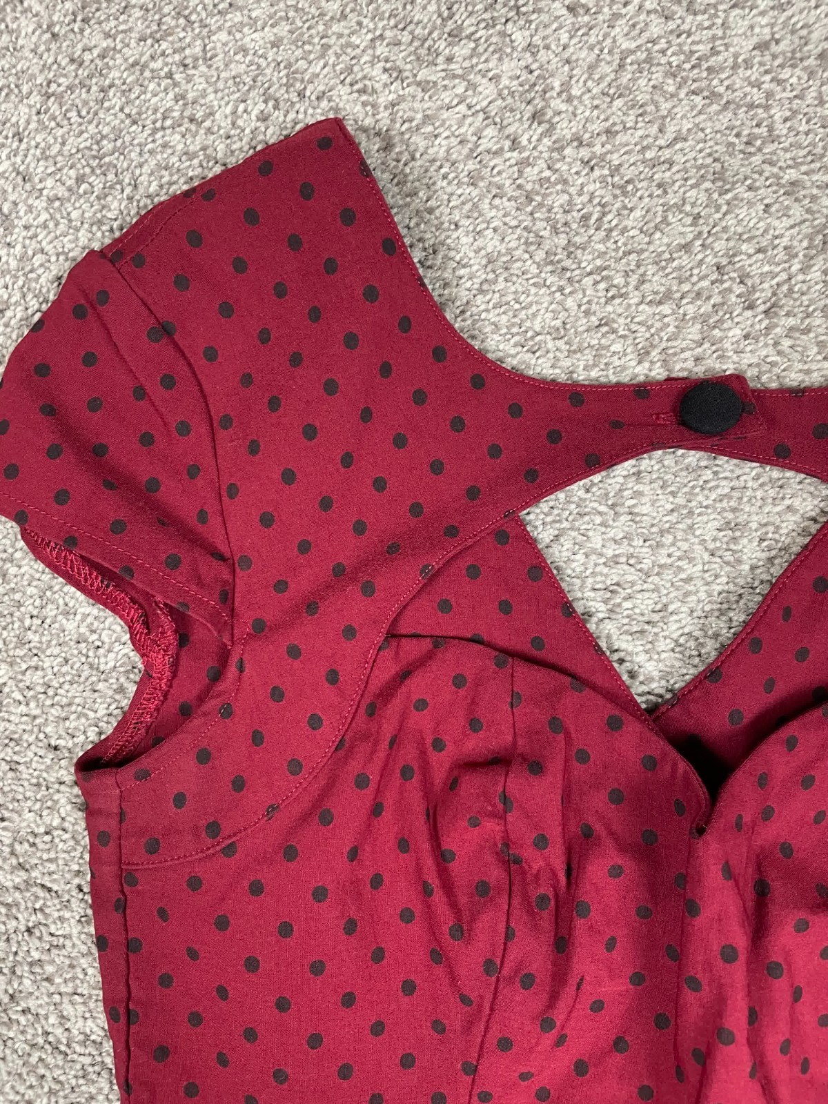 Hell Bunny Vixen Dress Womens Small Red Polka Dot Pinup Steampunk Rockabilly