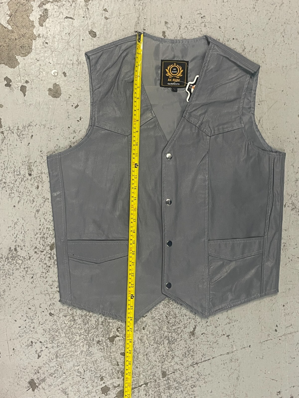 Men’s Grey Genuine Leather Motorcycle Biker Vest XS To 2XL New
