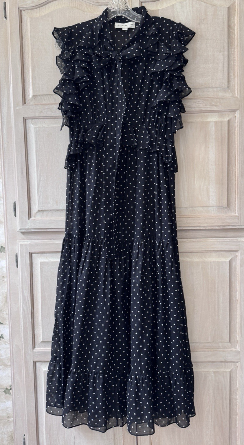 Robert Rodriguez 2-Piece Black & White Polka Dot Sheer Dress with Slip Size 6