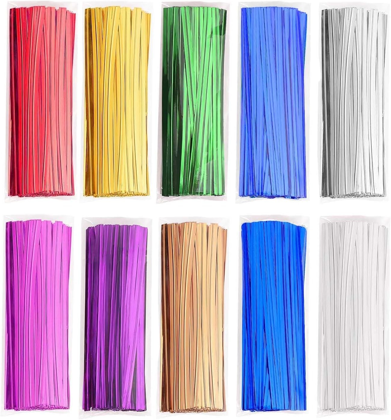 1000 Pcs Metallic Twist Ties 10 Colors Twist Tie 4″ Bread Ties Twist Ties for Ba
