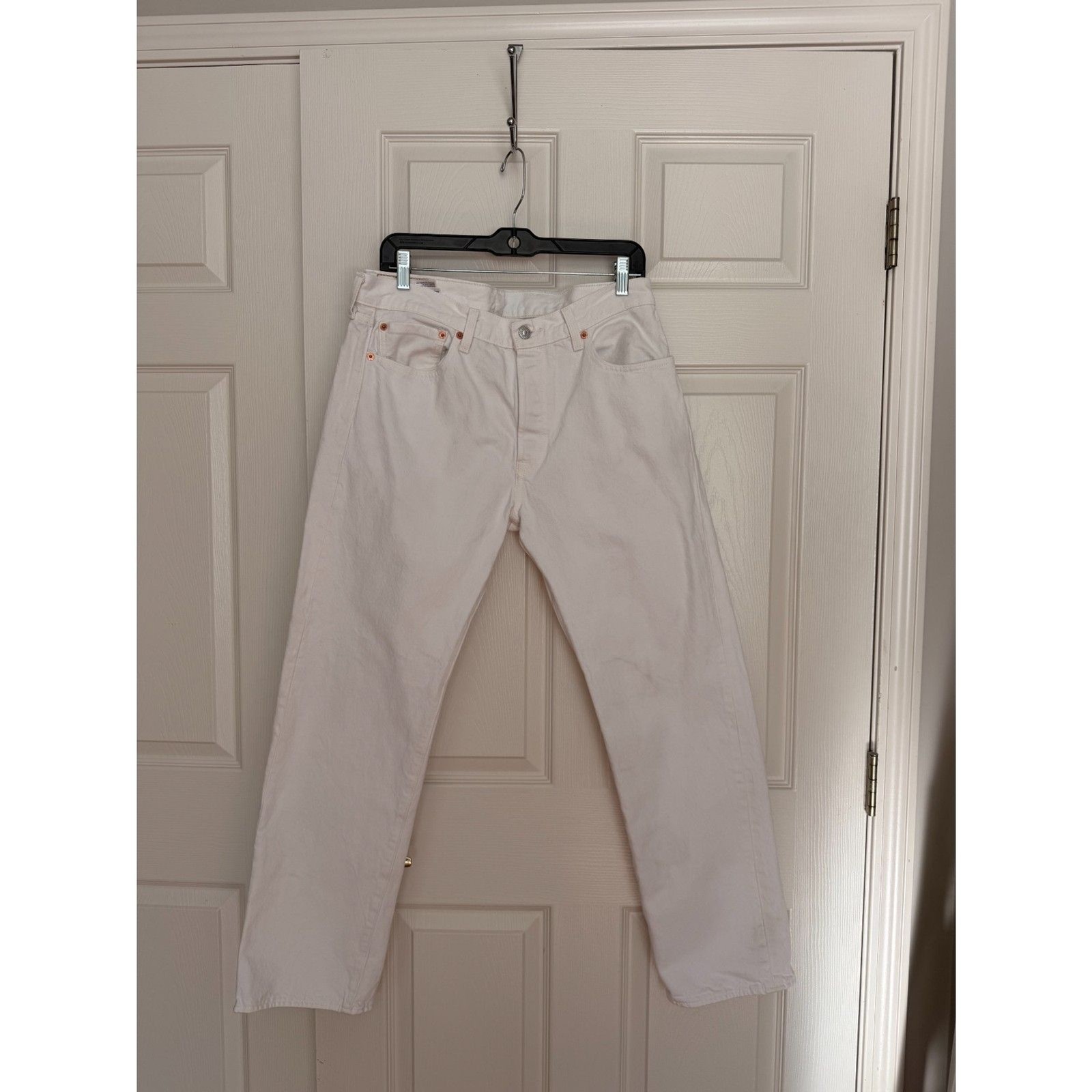 Levi’s 501 Original Fit Jeans Mens 33×30 White Straight Leg Button Fly Cotton