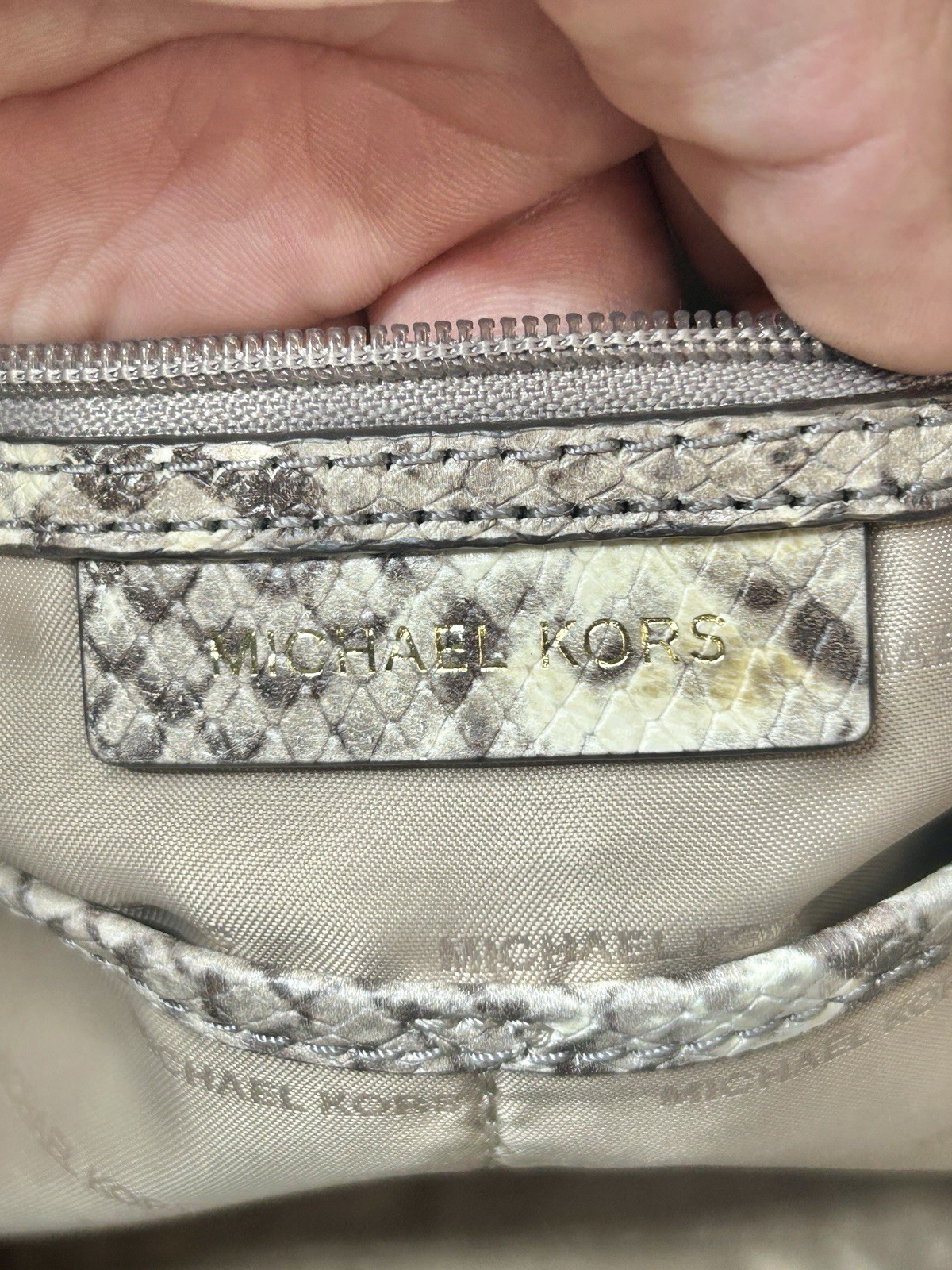 Michael Kors Uptown Astor Python Embossed Leather Studded Satchel Crossbody