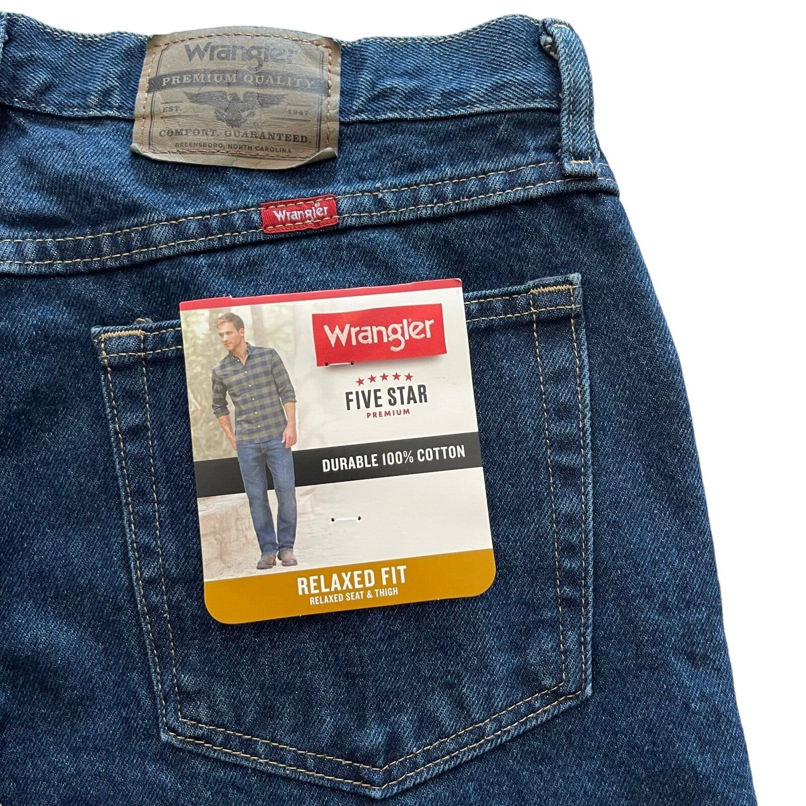 Wrangler Men’s Five Star Premium Denim Straight Relaxed Fit Jeans Big and Tall