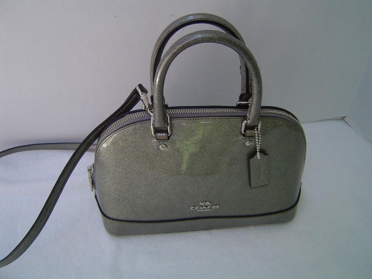 AUTHENTIC COACH SILVER GLITTER PATENT LEATHER MINI SIERRA SATCHEL #29134 EUC/LN
