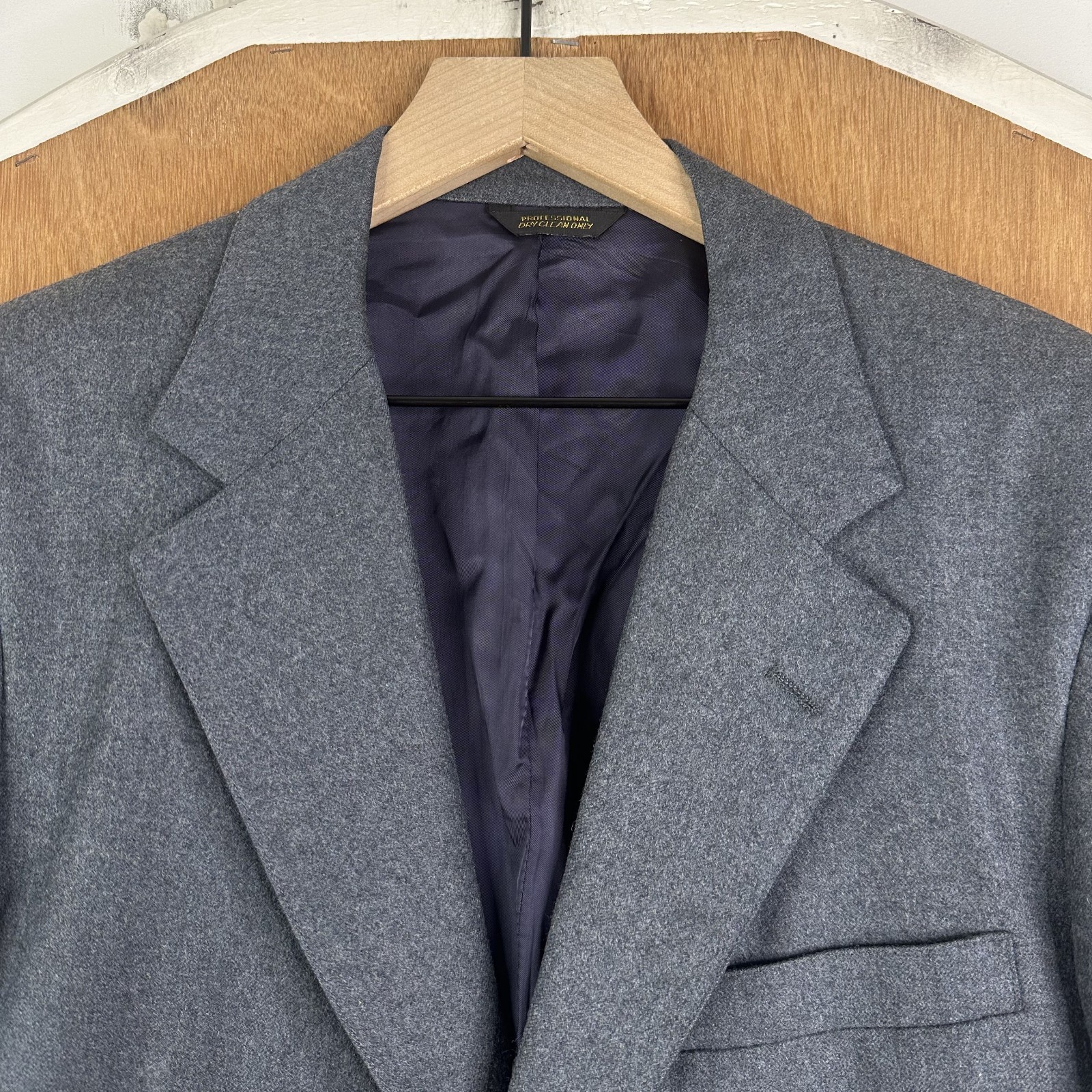 Corbin Blazer Mens 42R Gray 3 Button 100% Wool Canvased Jacket Sport Coat Retro