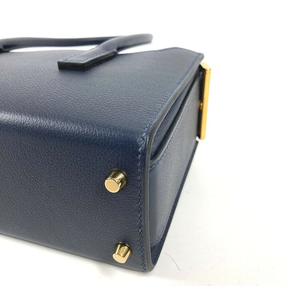 Hermes New Drag 22 Handbag Shoulder Bag 8.7in Evercolor Leather Navy Z Stamp 99