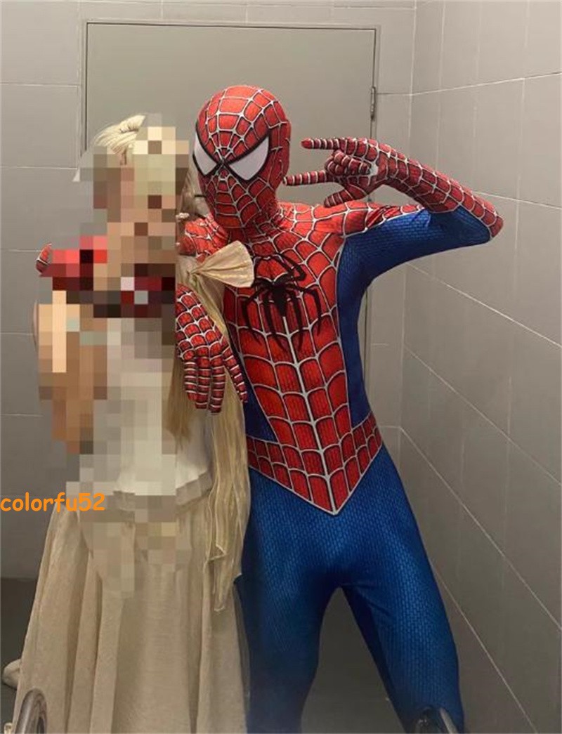 Amazing Spider-Man Tobey Maguire Cosplay Jumpsuit Mask Men Kid Halloween Costume