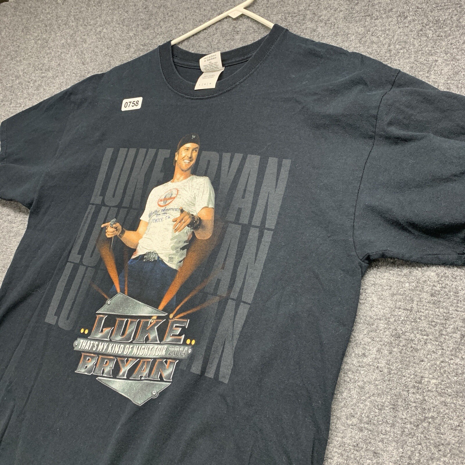 Luke Ryan T-Shirt Adult Size Large Black Short Sleeve Men’s Concert Tour 2014