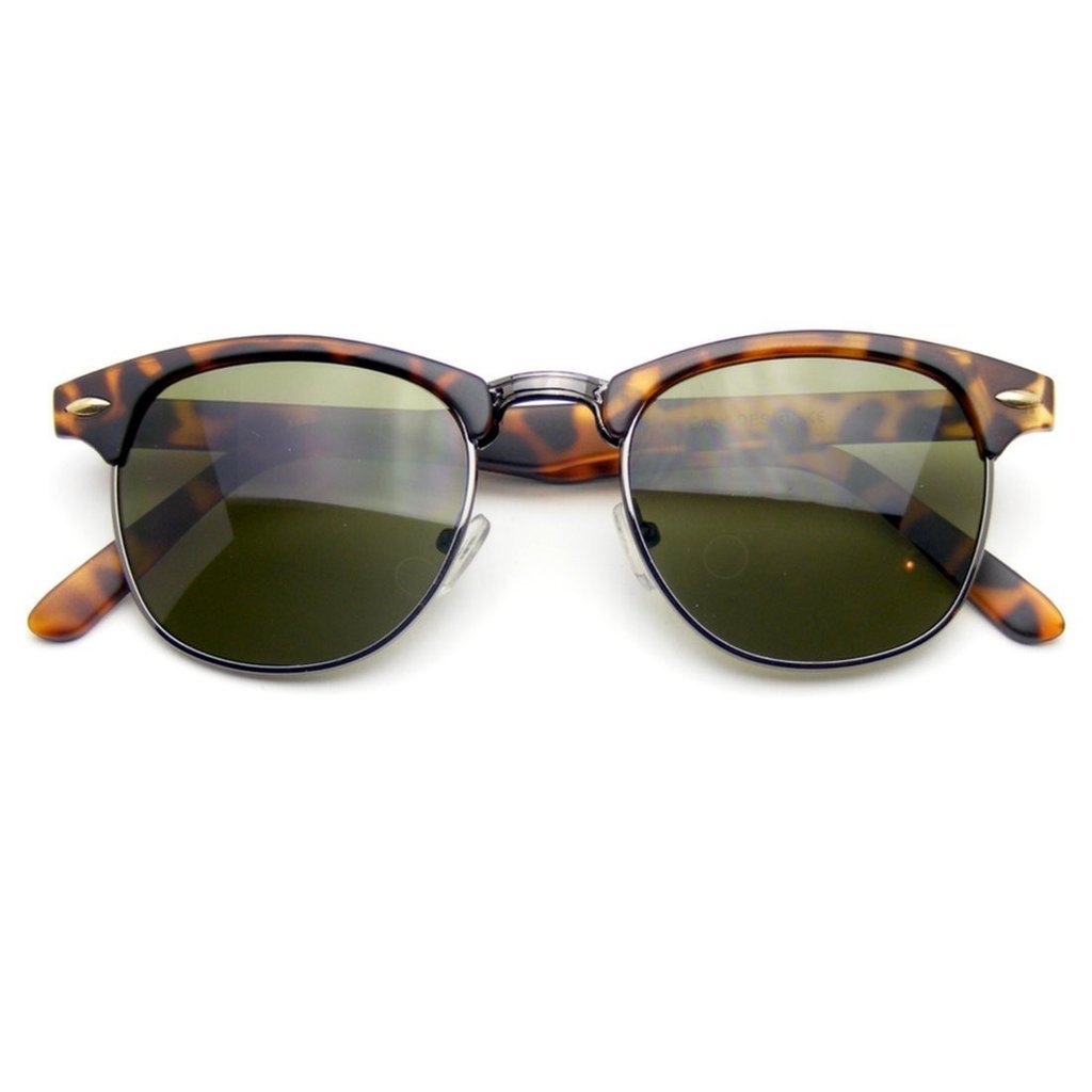 Classic Semi Rimless Gold Accent Half Frame Sunglasses