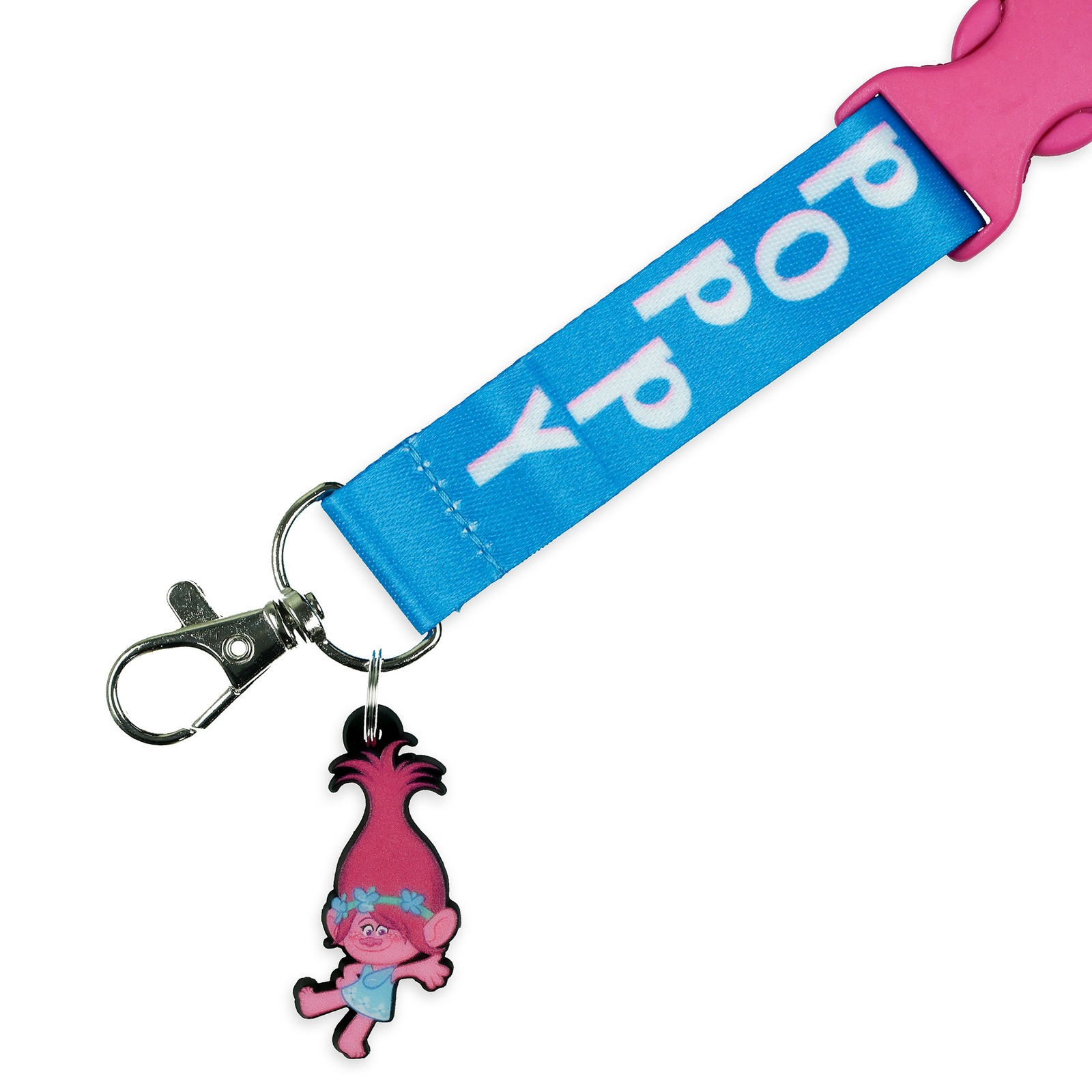 Trolls Lanyard Poppy Hugs Breakaway Badge ID Holder With 1 1/2″ Rubber Charm