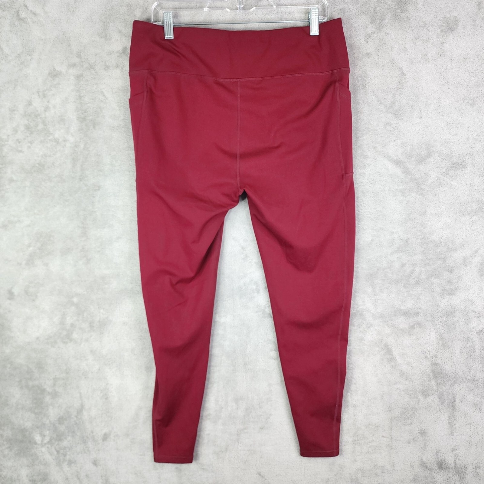 Womens Burgundy Leggings Pants w/ Pockets Stretch Polyester Spandex Blend 3XL
