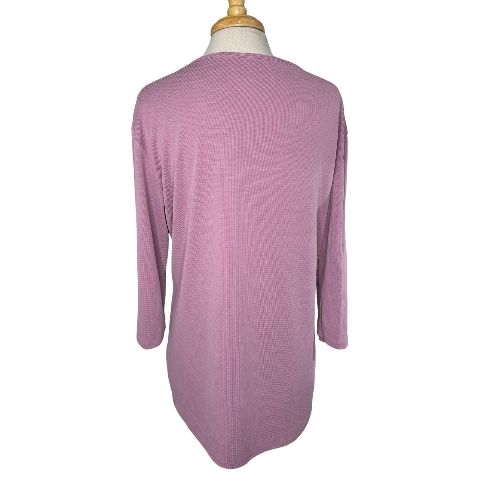 SEG’MENTS Essential 3/4 Sleeve V-Neck Textured Knit Top Lavender Purple Size XL