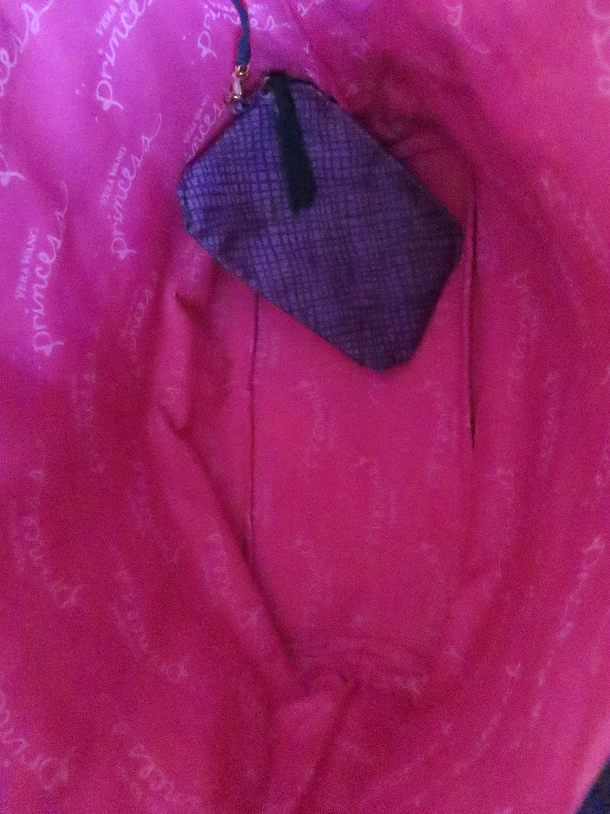NWT VERA WANG Promo Purple Cloth-Lined Tote Bag 15 x 11 Inches w Coin Purse