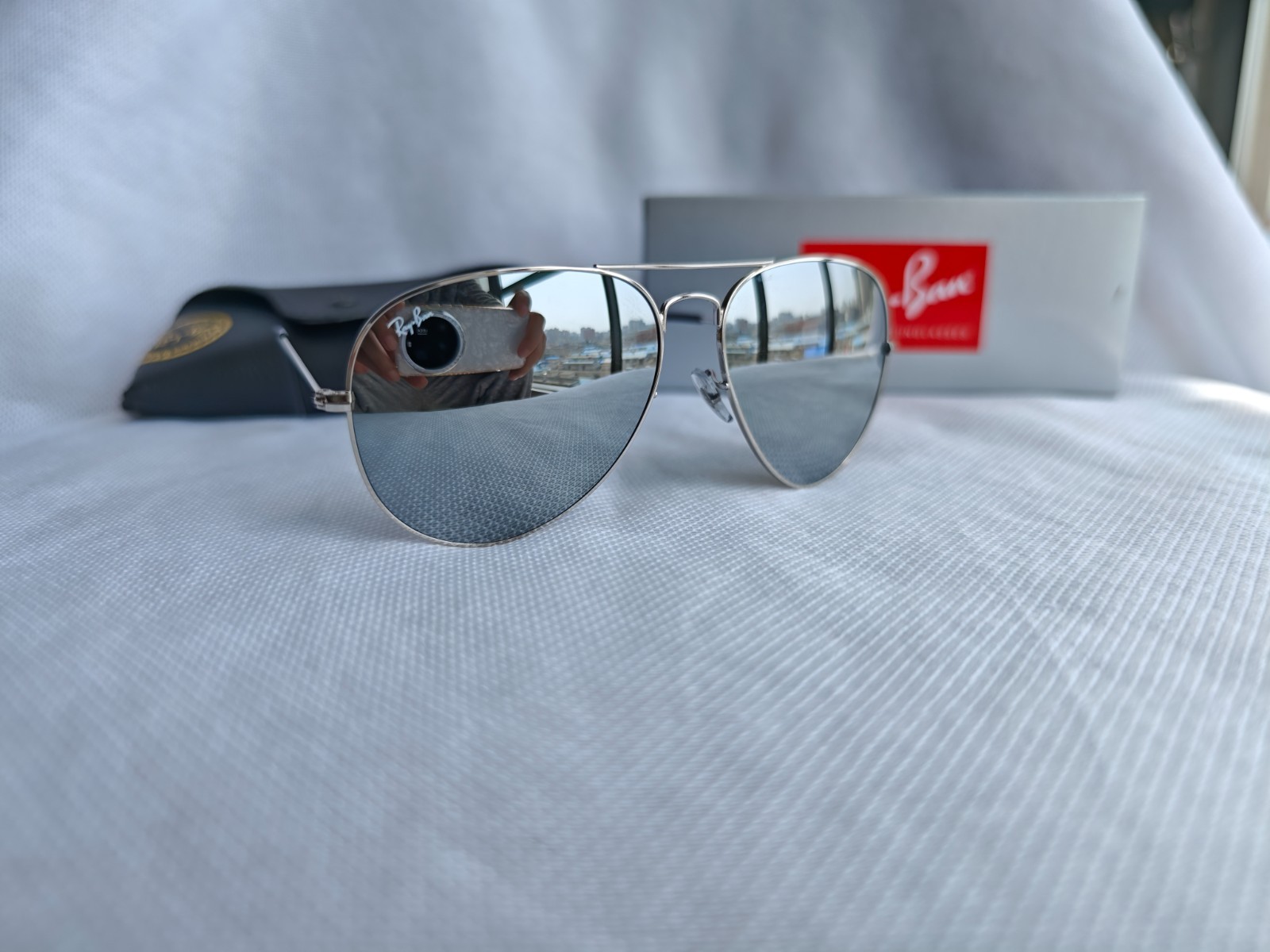 Ray-Ban Aviator Sunglasses RB3026 Silver Frame 62mm Silver Lens