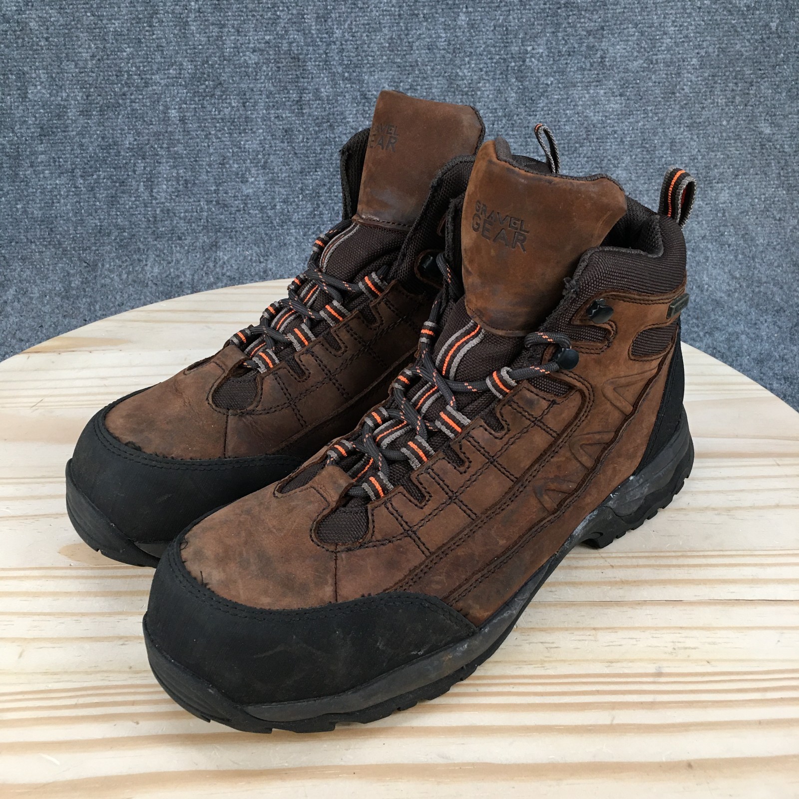 Gravel Gear Work Boots Men 10.5 M Waterproof Hiking Steel Toe Ankle Top BrownGra