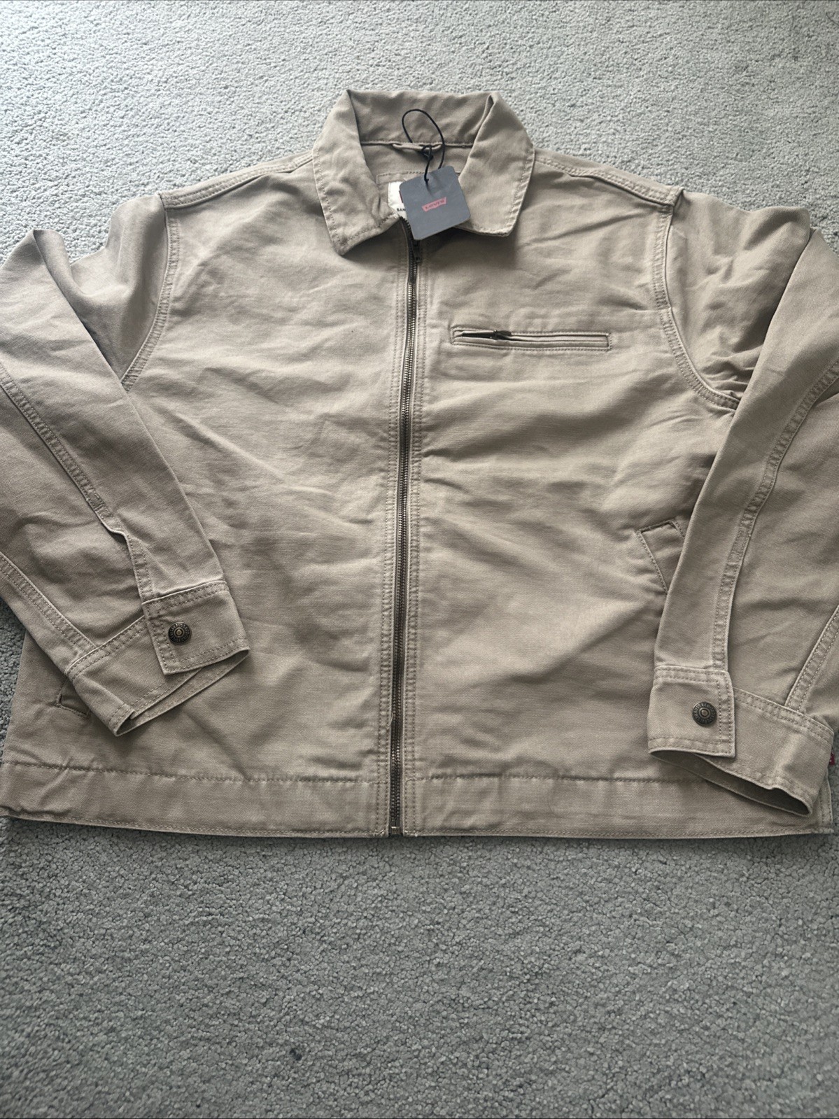 Levi’s Mechanics Full Zip Light WT Canvas Beige Tan Garage Jacket Medium