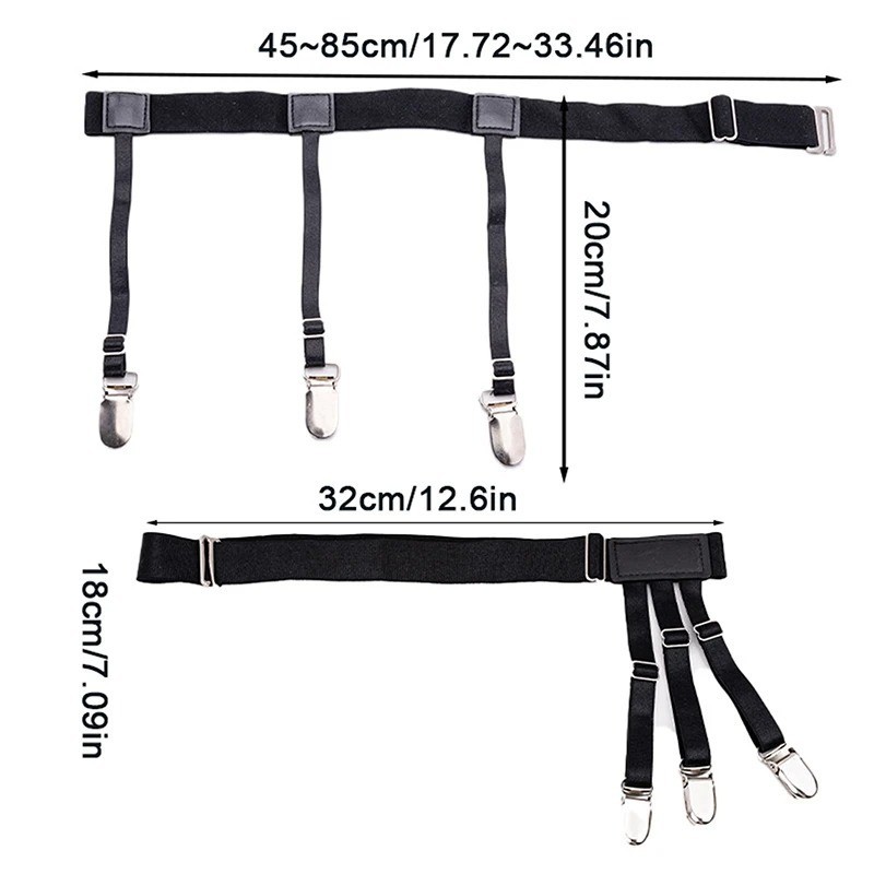 2PCS Men Hidden Shirt Stays Holder Garters Belt Non Slip Elastic Locking Clamps