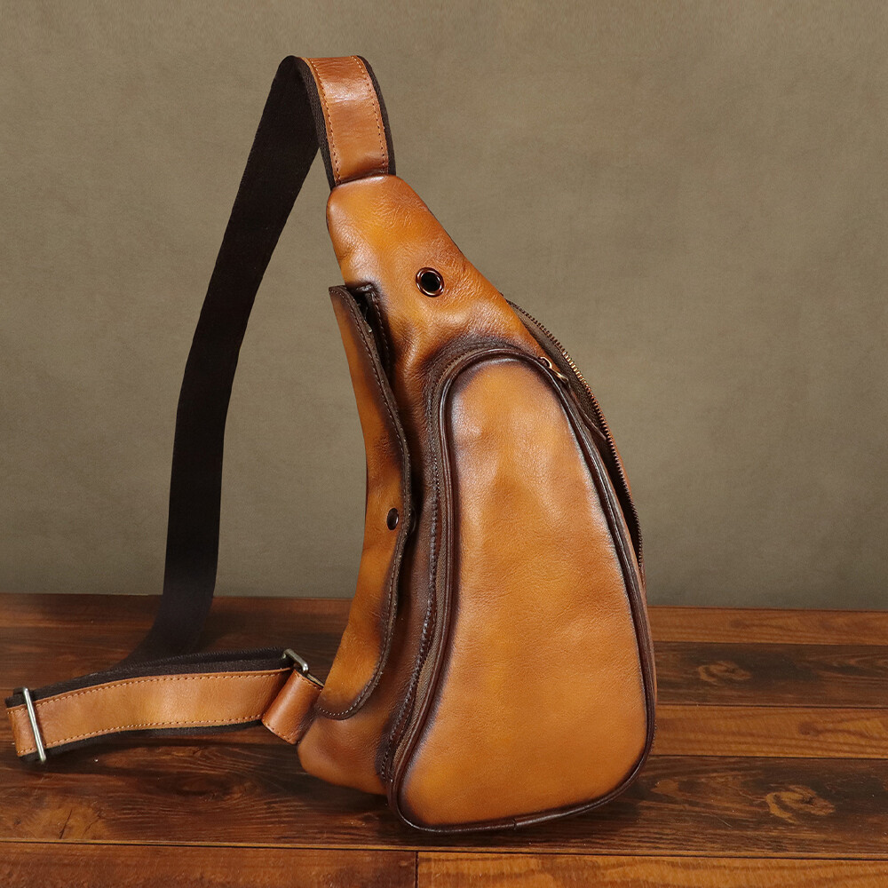 Genuine Leather Sling Bag for Women Men Sling Backpack Purses Crossbody Bag