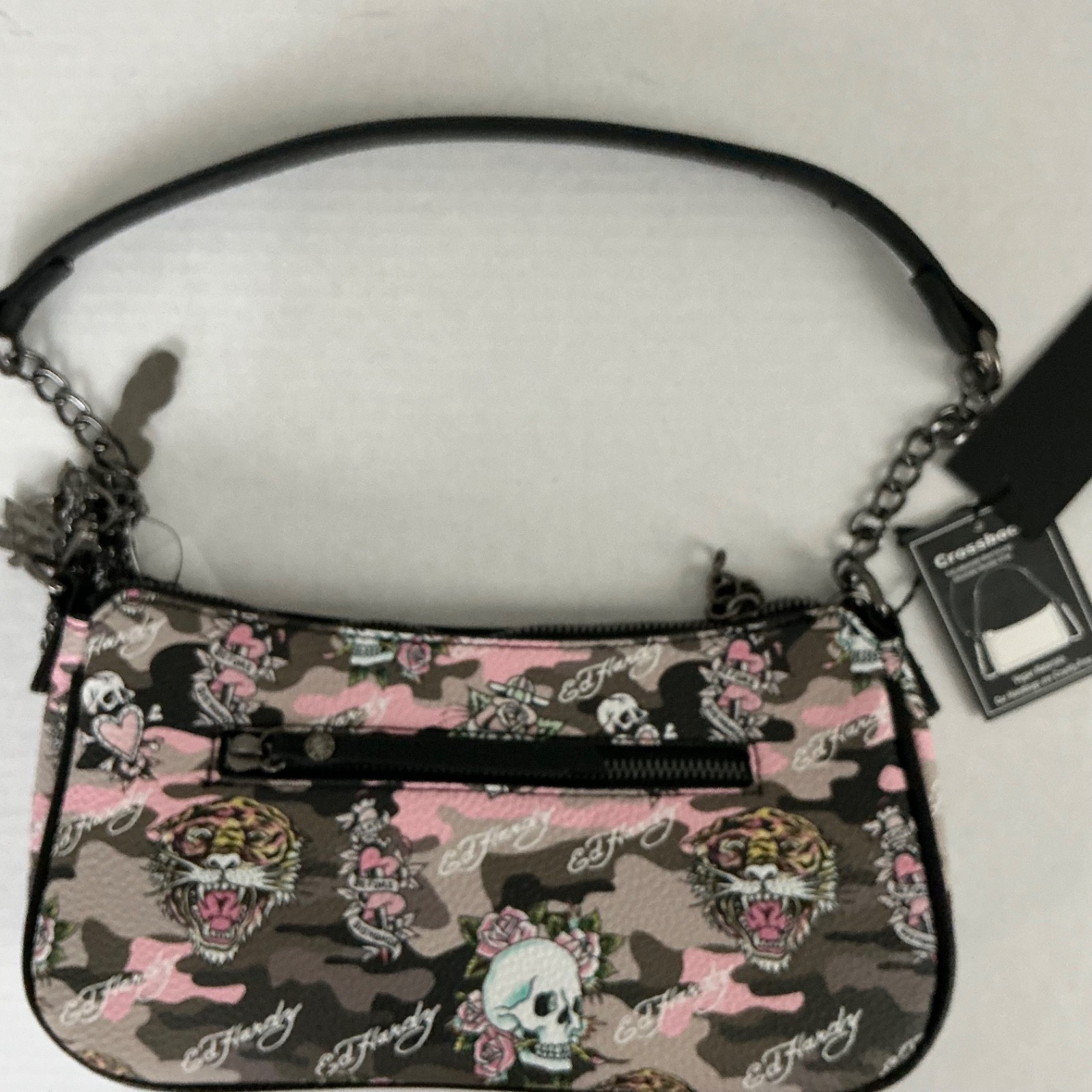 NWT Ed Hardy Shoulder / Crossbody Bag – Pink Camo – Skulls & Screaming Tigers