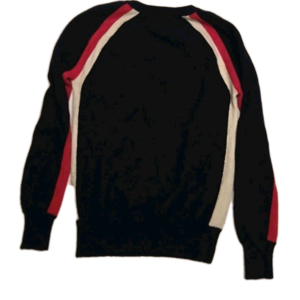 Madeleine Thompson 100% Cashmere Red White Blue Stripe Crewneck Sweater Small