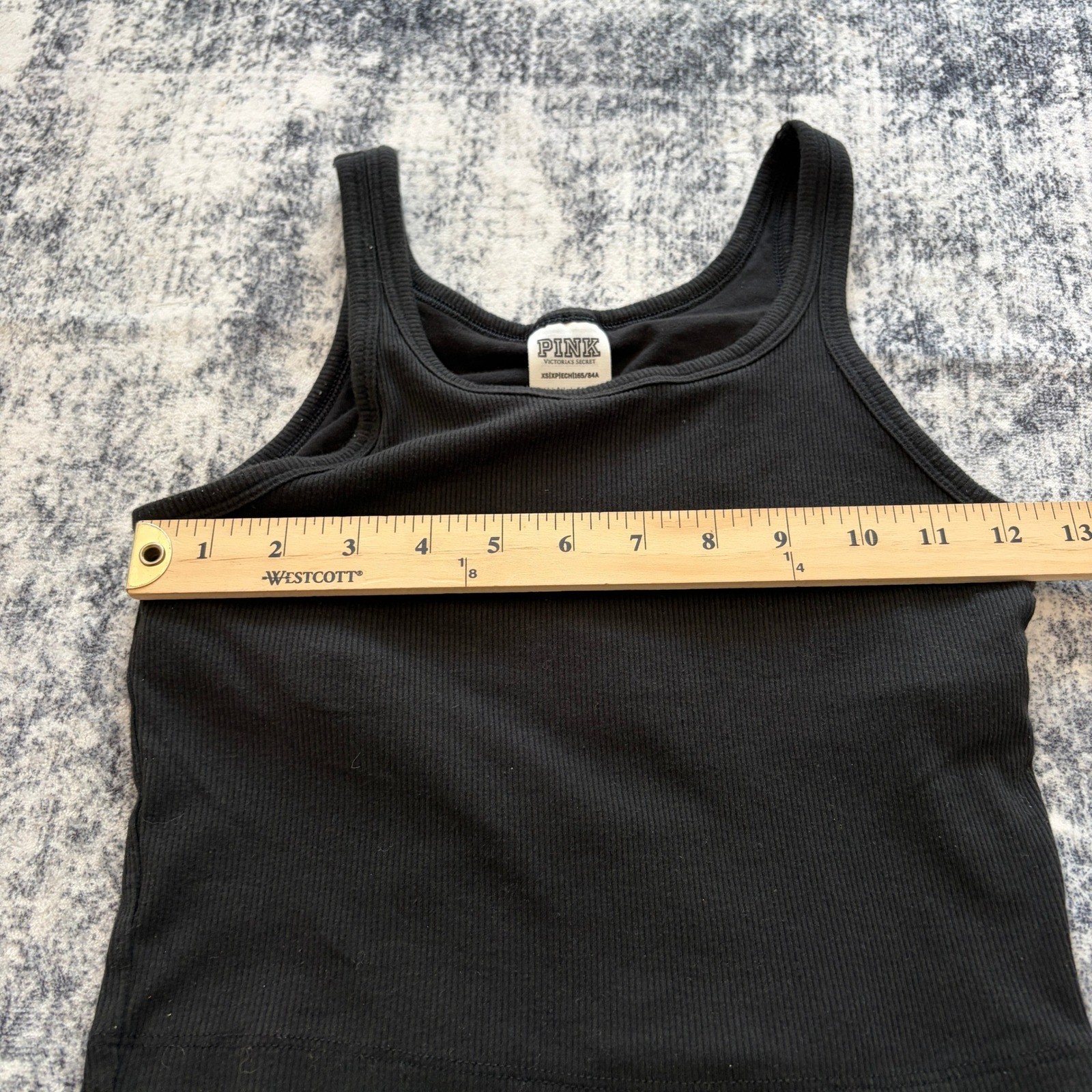 PINK Victoria’s Secret Ribbed Crop Tank Top Womens Size XS Black Scoop Neck