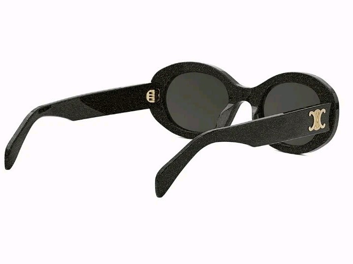 CELINE Triomphe Sunglasses Logo Detail Gold/Black Classic Glitter-Authentic