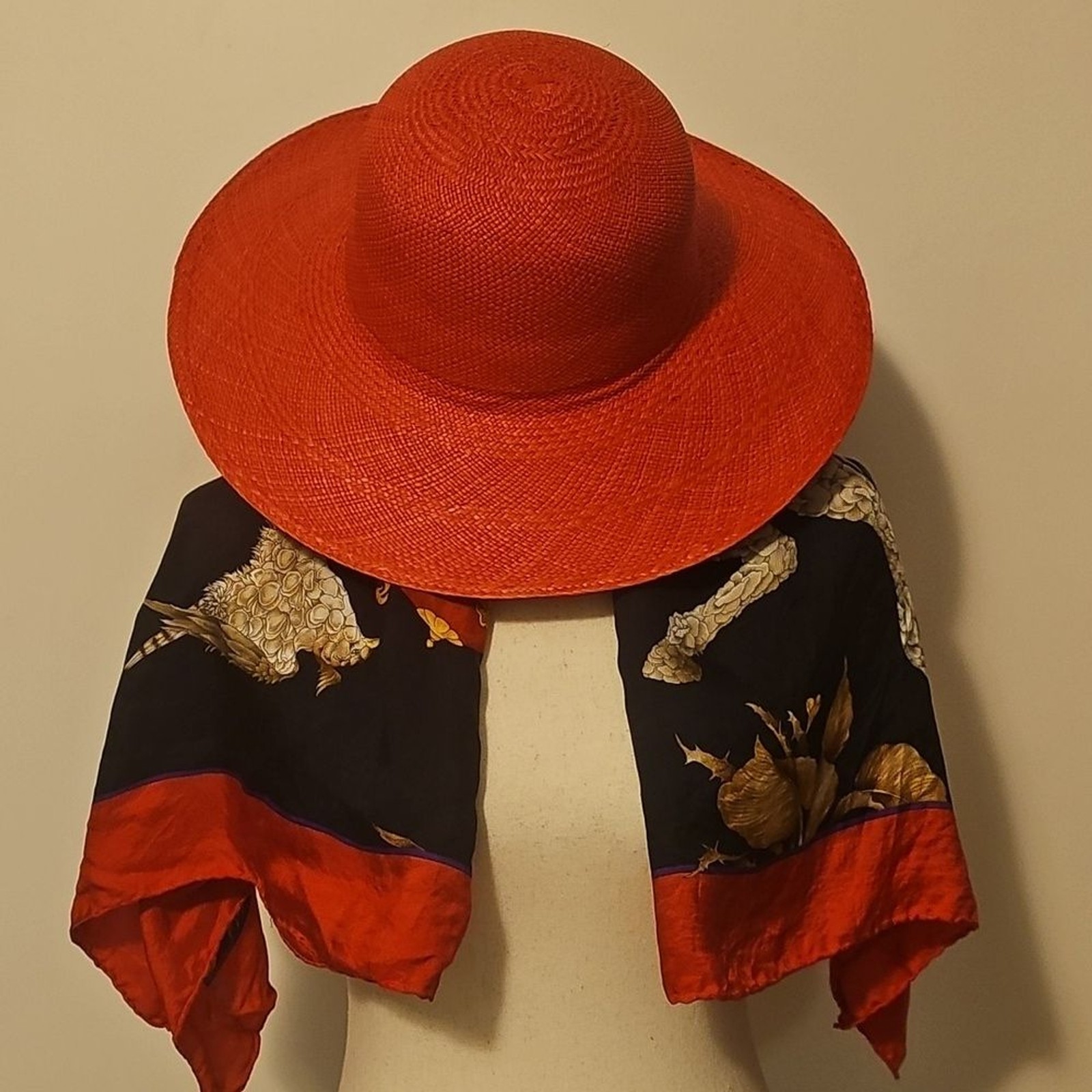 Greenpacha Panama Hat Medium Red Wide Brim 100% Toquilla Straw Handmade