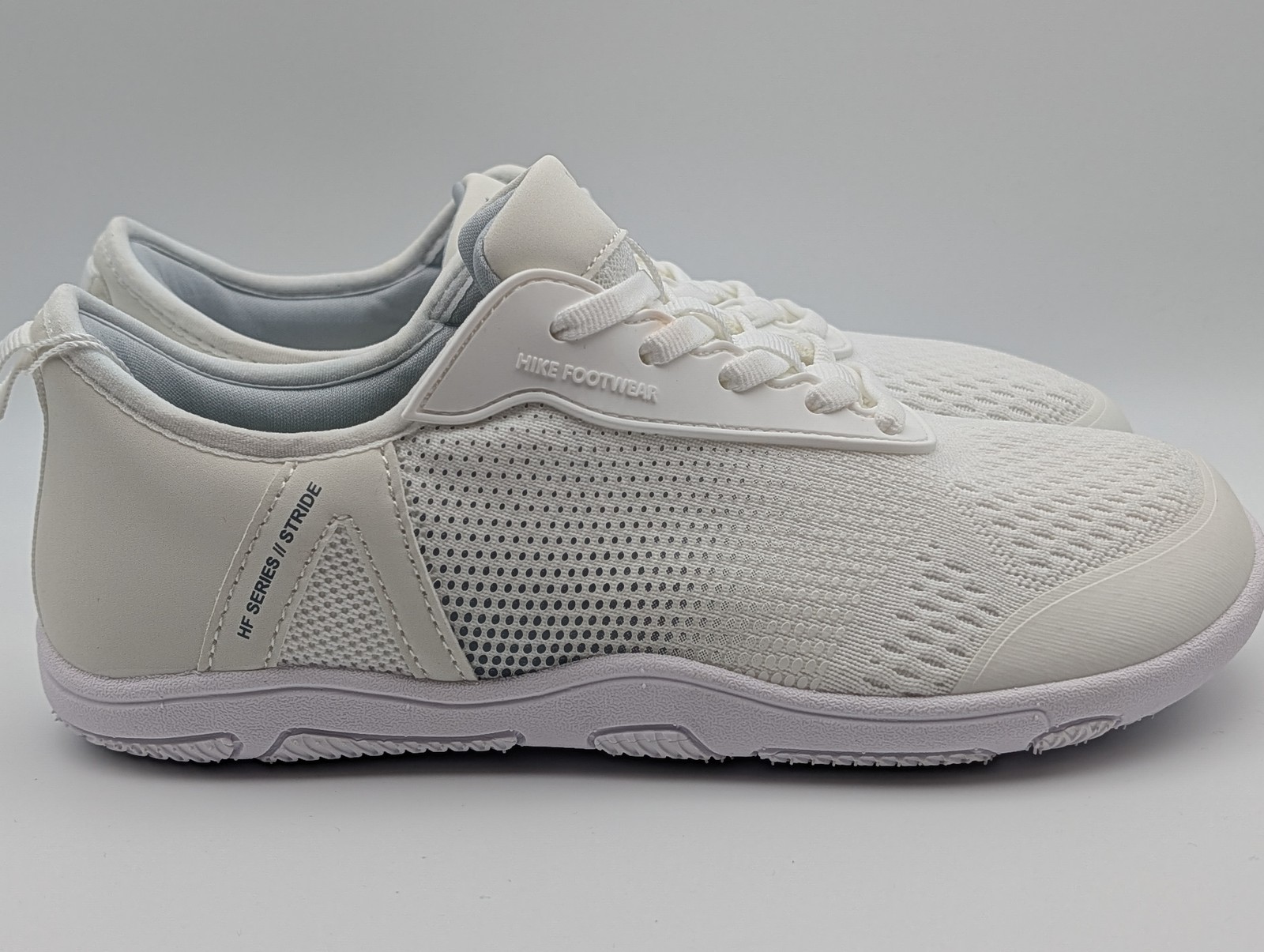 Hike Footwear W9/9.5 M7/7.5 EU40 HF Stride Barefoot Walking Shoes Sneakers White