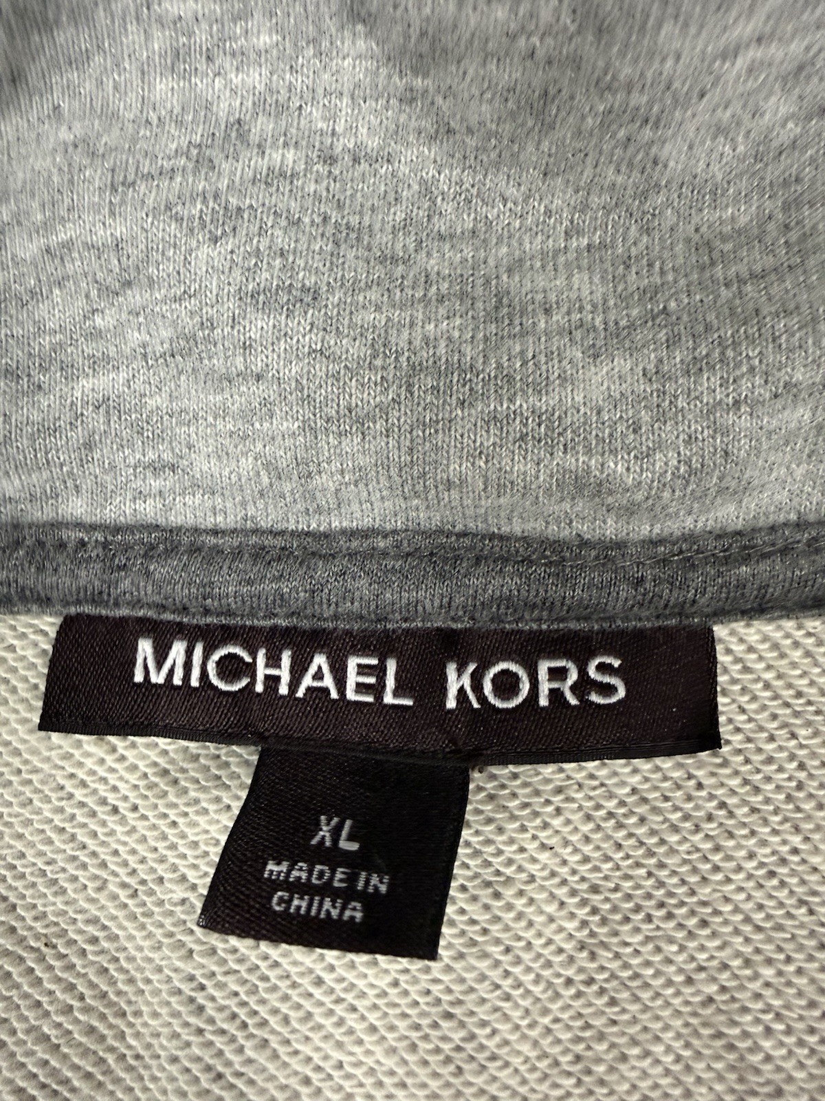 Michael Kors Mens Pullover Half Zip Mock Sweatshirt Casual Preppy MK Lt Gray XL