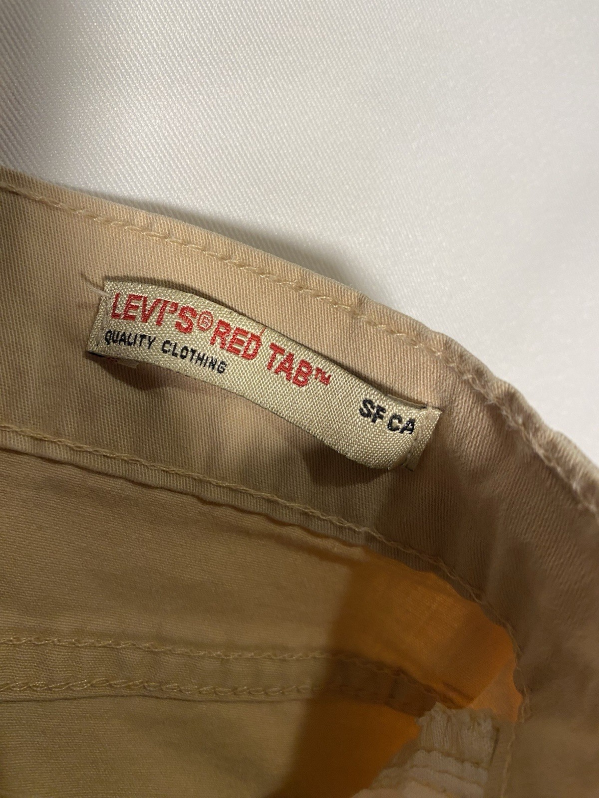 Levi’s Beige Denim Mini Skirt Womens 16 Regular Knee Length Zip Closure