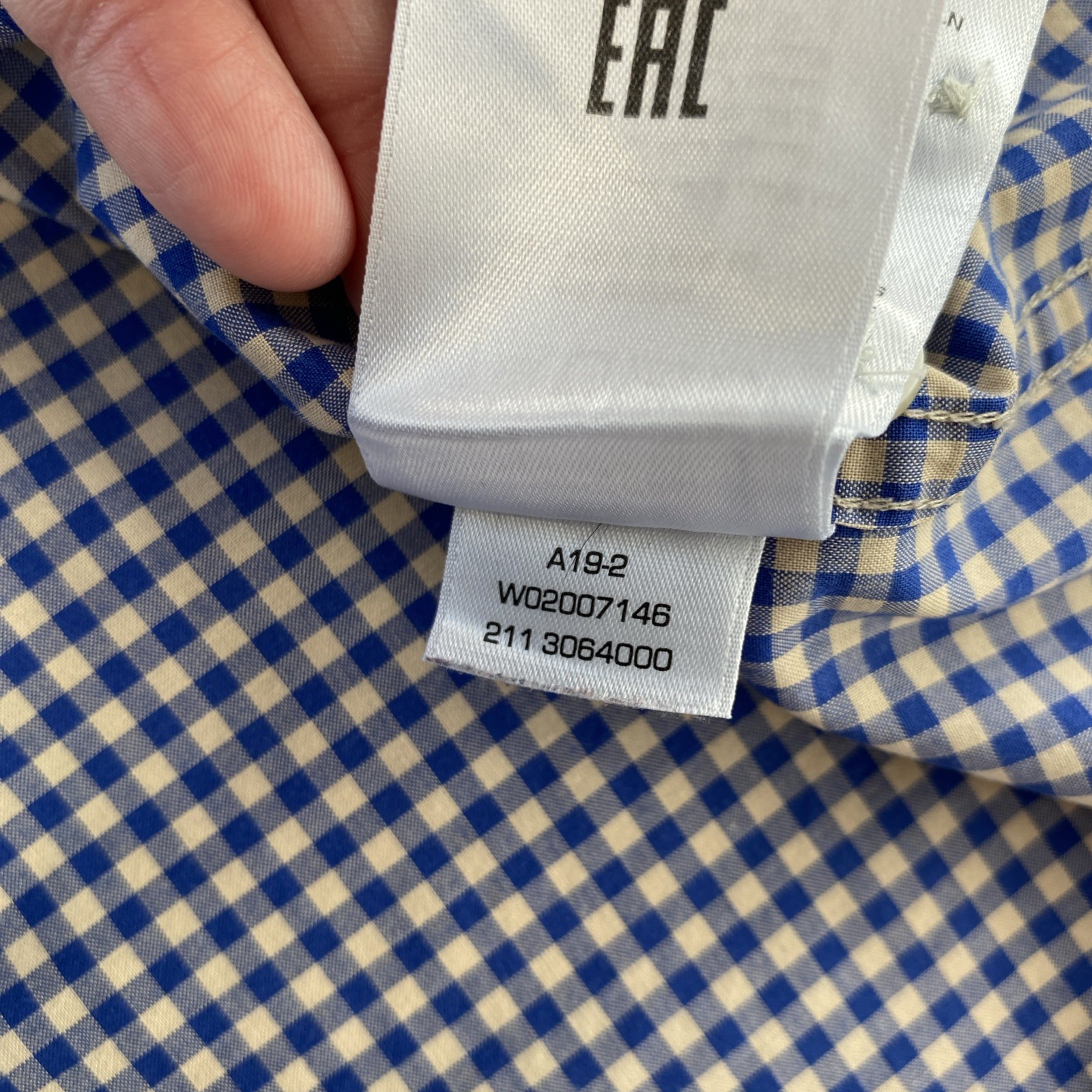 GANT Shirt Mens Large Blue Check Long Sleeve The Broadcloth Gingham Logo Cotton
