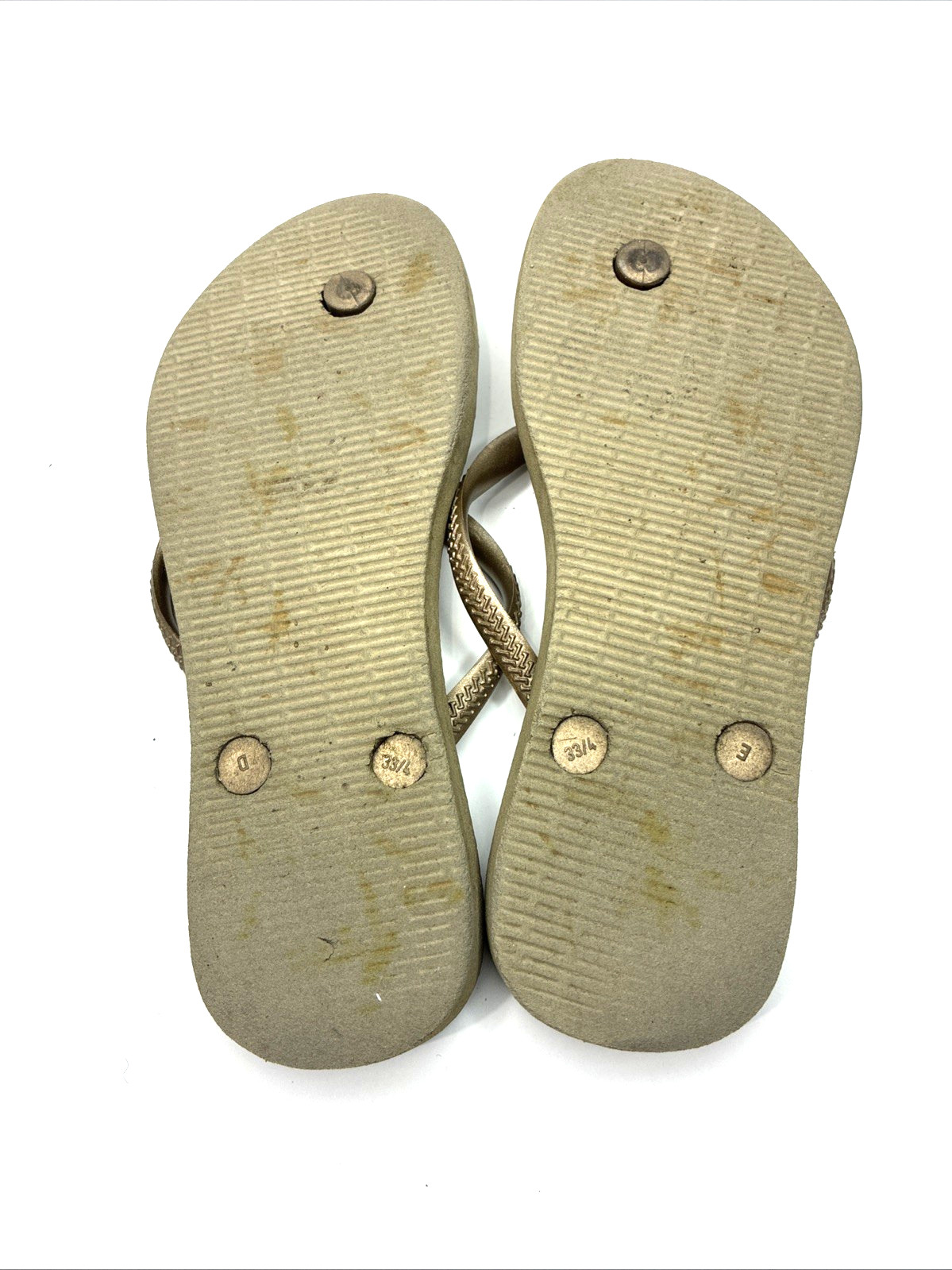 Havaianas Slim Sand Grey Light Gold Flip Flops US 3 EU 33/34 Brazil Sandal