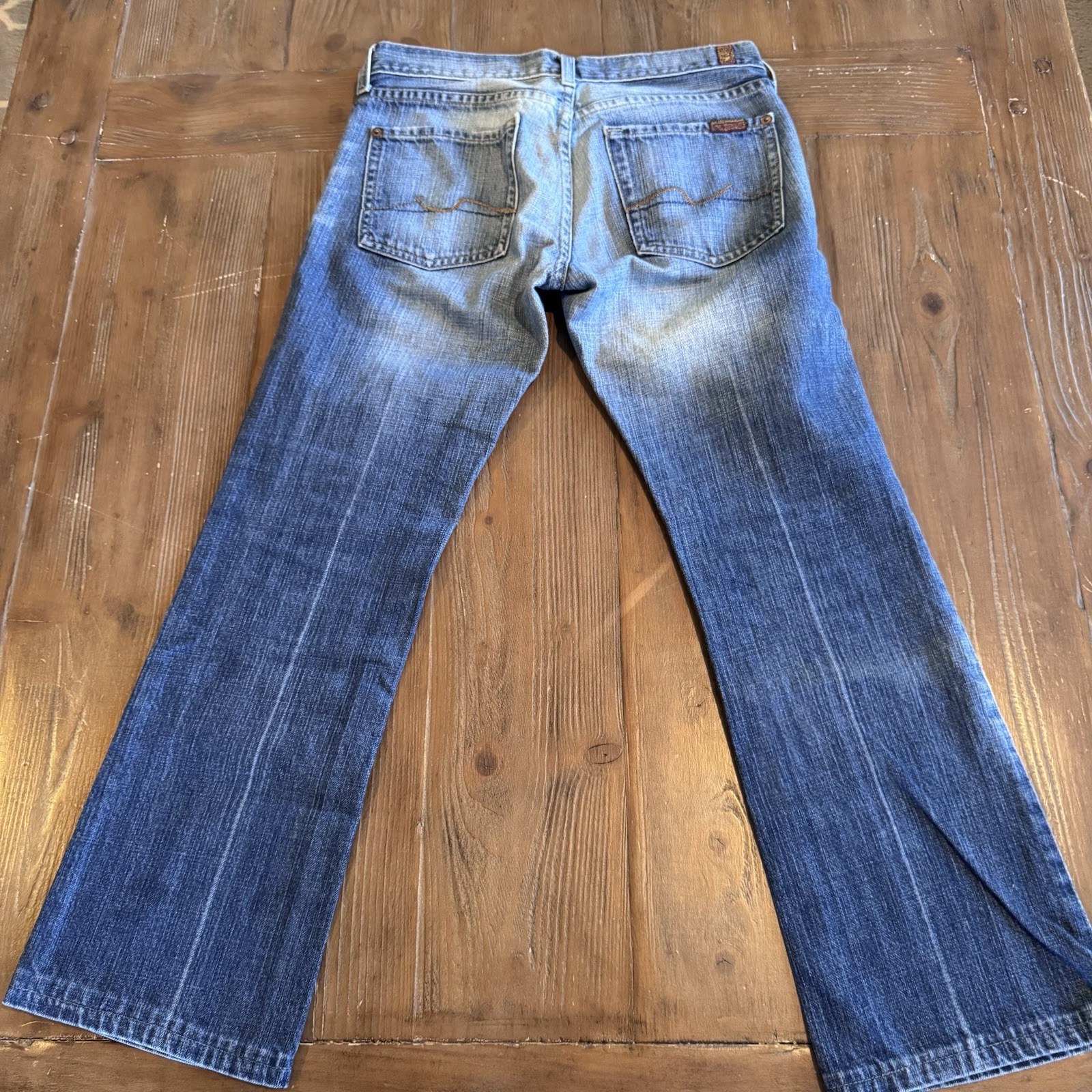 Y2K 7 For All Mankind Women’s Bootcut Jeans Distressed Stretch Blue Size 26 USA