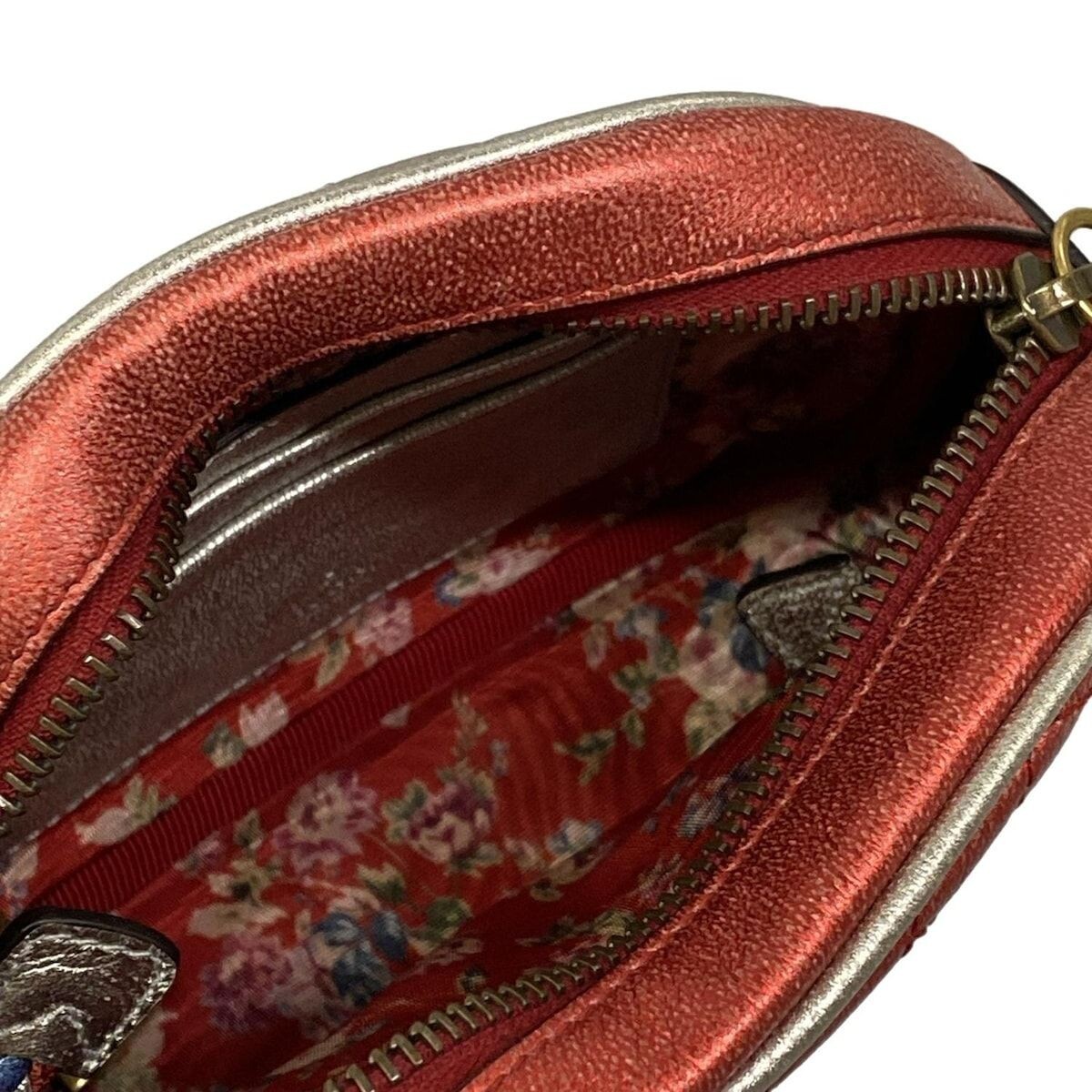 GUCCI Zumi Quilted Metallic Leather Mini Shoulder Bag Blue Red Silver Auth