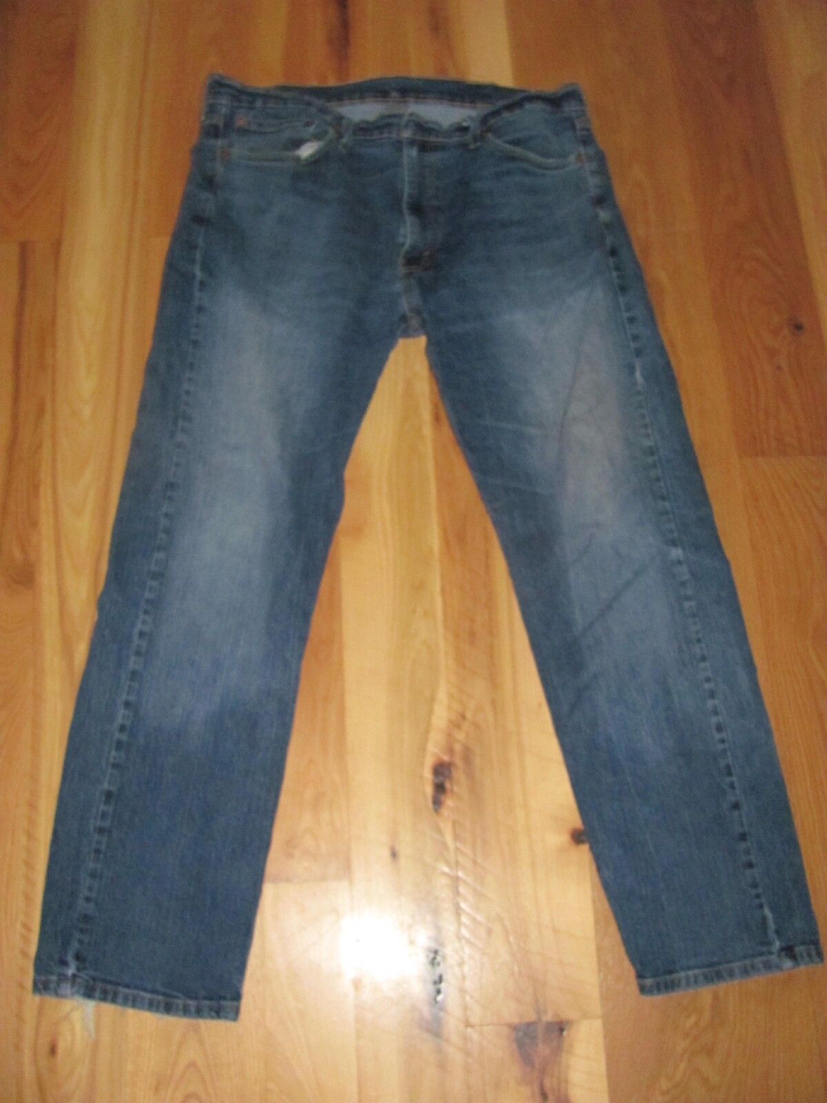 Levi’s 505 Medium Fade Blue Denim Straight Leg Stretchy Jeans Men’s 38×30 (TD18)