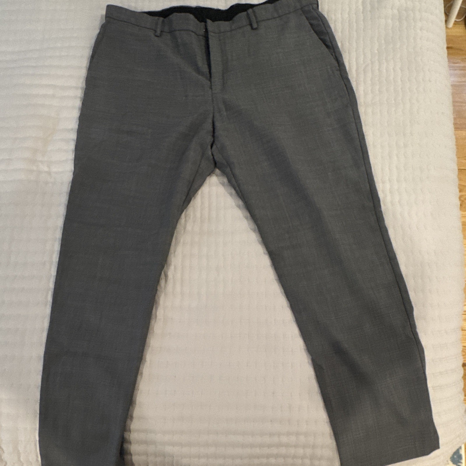 J.CREW Men’s Gray Solid Dress Pants Flat Front Waist 35 Regular Pockets