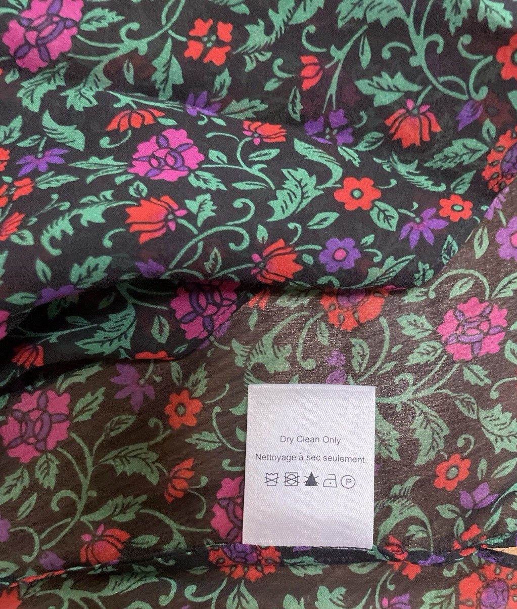 Veronica Beard | Black Multicolor Floral 100% Silk Blouse Long Sleeve Size 4