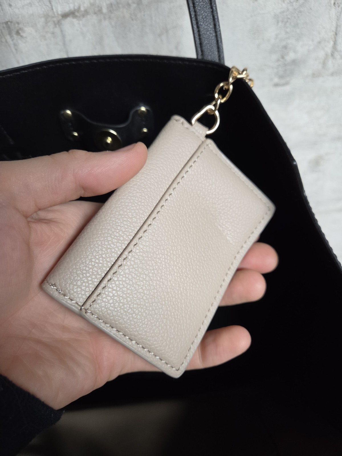 Nanette Lepore Black PU Leather Shoulder Bag With Clip On Wallet