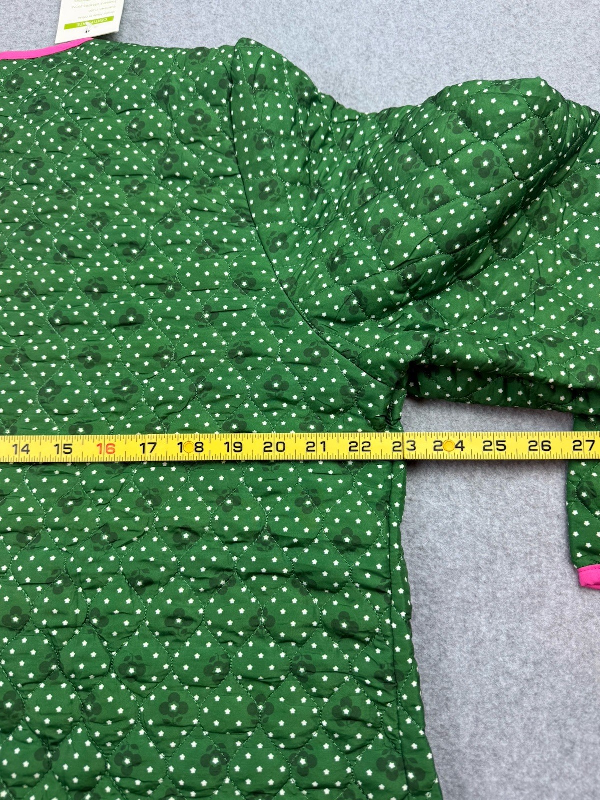 FLORAL PRINT BUTTON DOWN QUILTED Green Pink JACKET Women’s Sz XL