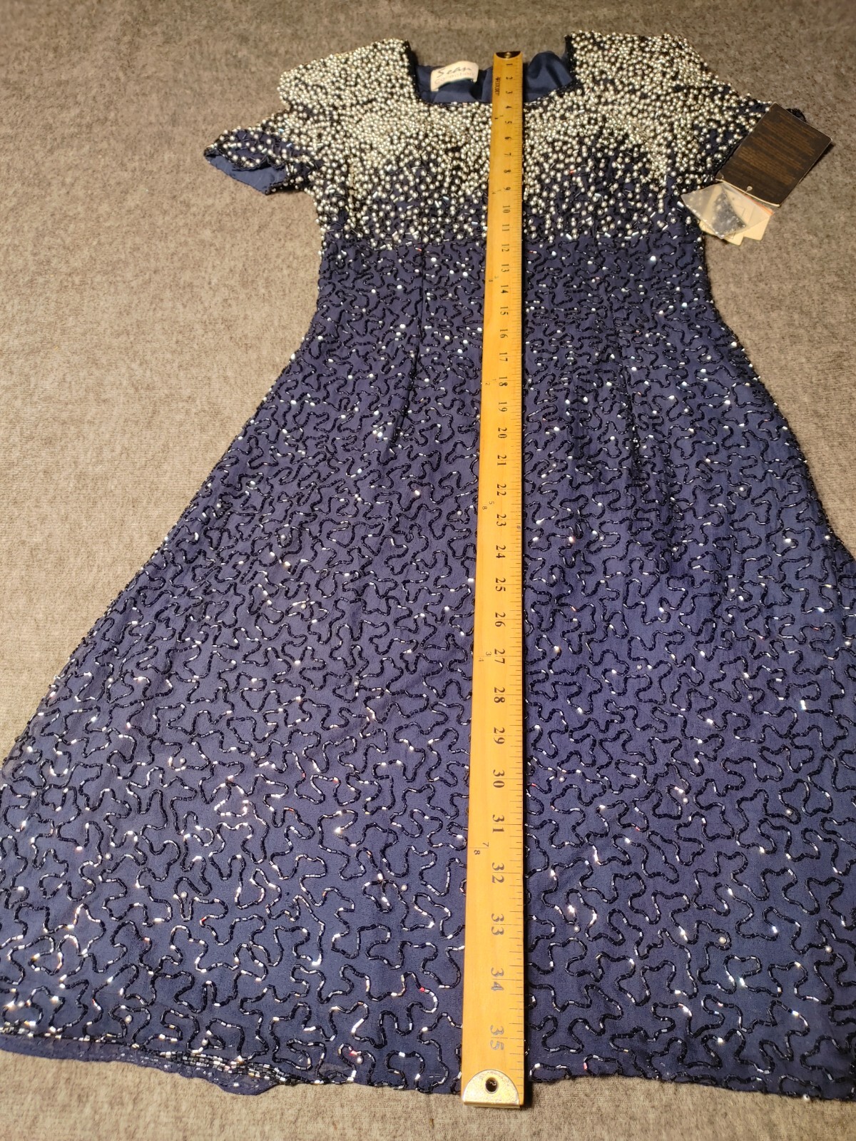 Sean Collection Vintage Blue Beaded Pearl Evening Gown Prom Dress Sz S NWT