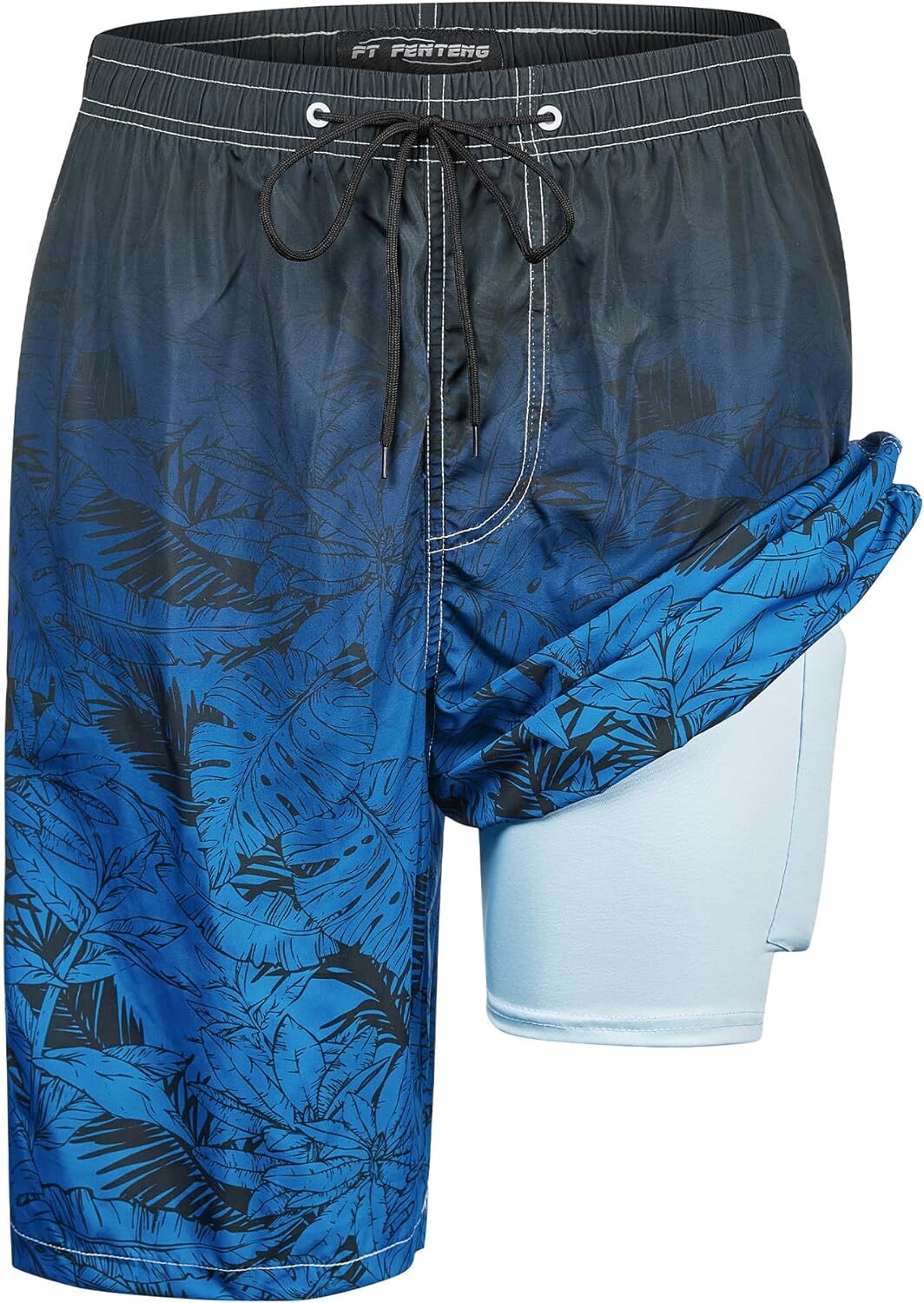 Men’s Quick Dry 2-in-1 Swim Trunks with Compression Liner Zipper Pockets Stretch