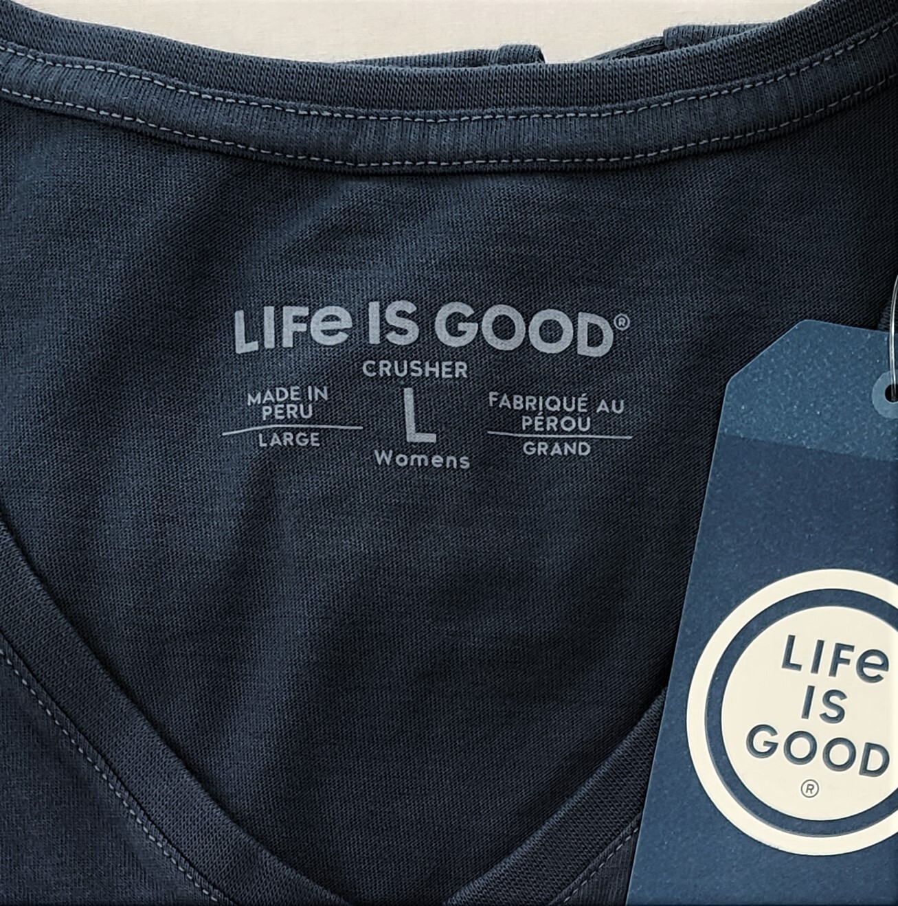 Life Is Good SS Shirt Crusher Vee KEEP IT SIMPLE LOTUS Flower Chest43in Womens L