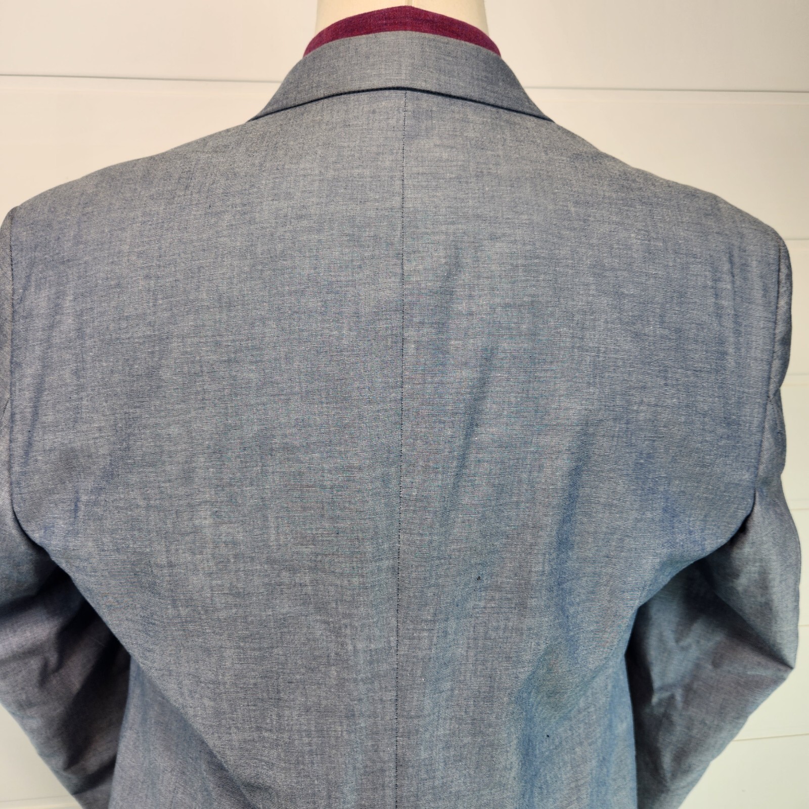 Stafford Mens Two Button Classic Fit Blazer Jacket Blue Cotton Birdseye Size 46R