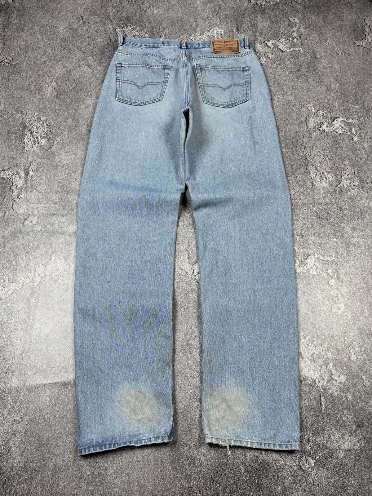Vintage 90s Diesel Industry Stone Washed Blue Faded Denim Sz 33×36 Made In Italy