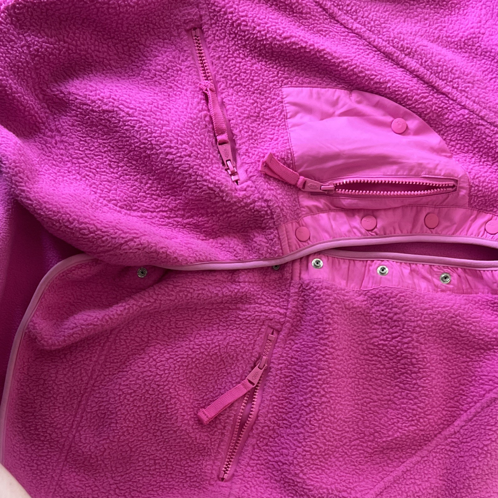 FP Movement Pink Fleece Mock Neck 1/2 Snap Pullover Zipper Pocket S