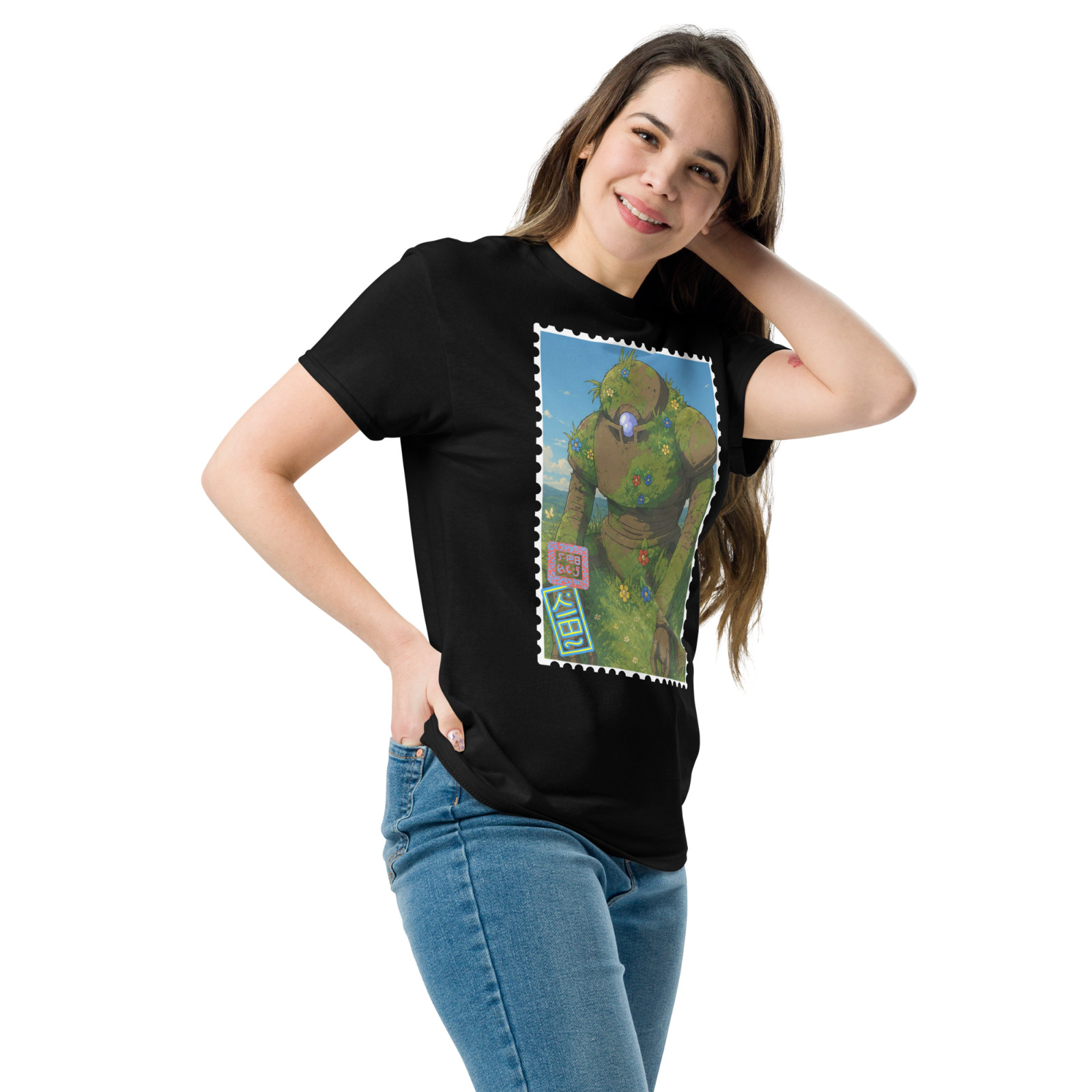 Medieval Fantasy Golem RPG Graphic T-Shirt Vintage Postage Stamp 100% Cotton